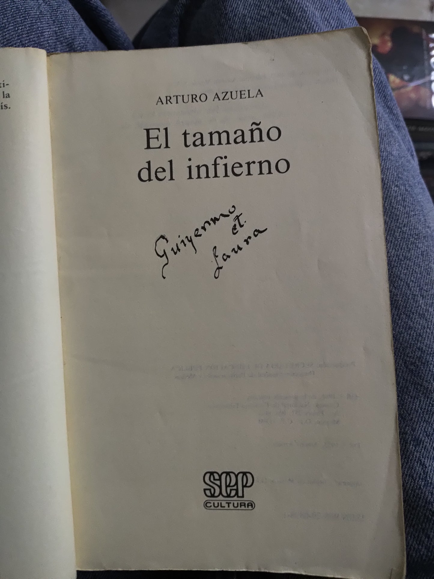 EL TAMAÑO DEL INFIERNO POR ARTURO AZUELA USADO NOVELAS JUAREZ 515