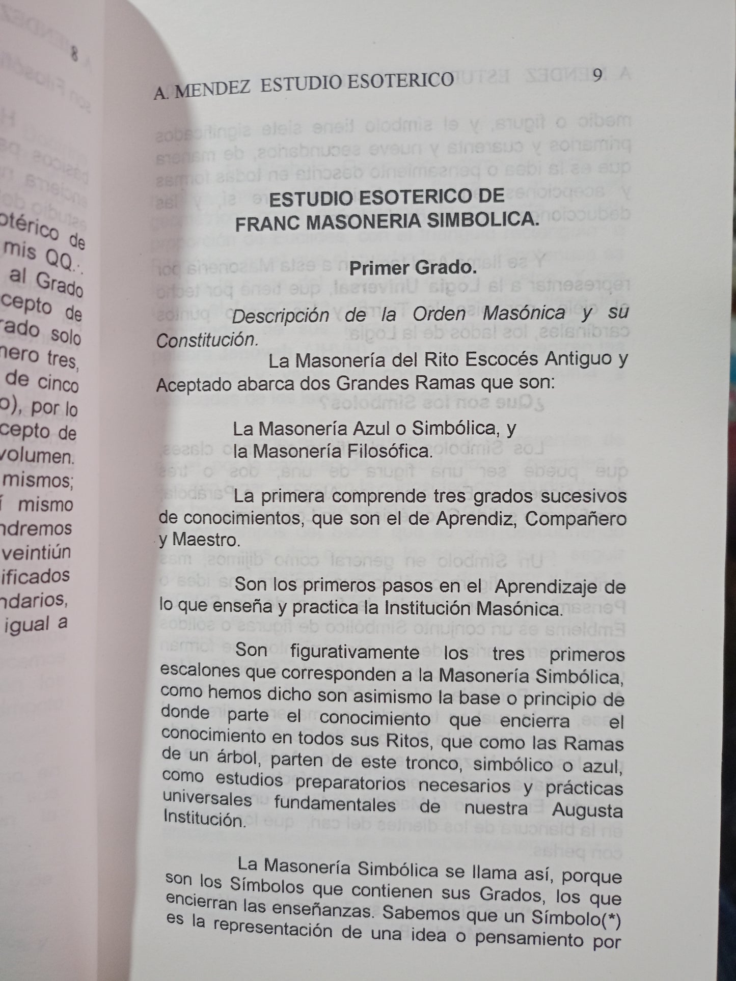 ESTUDIO ESOTERICO DE FRANC MASONERÍA SIMBÓLICA POR ARTURO MÉNDEZ USADO MASONERÍA ALDAMA
