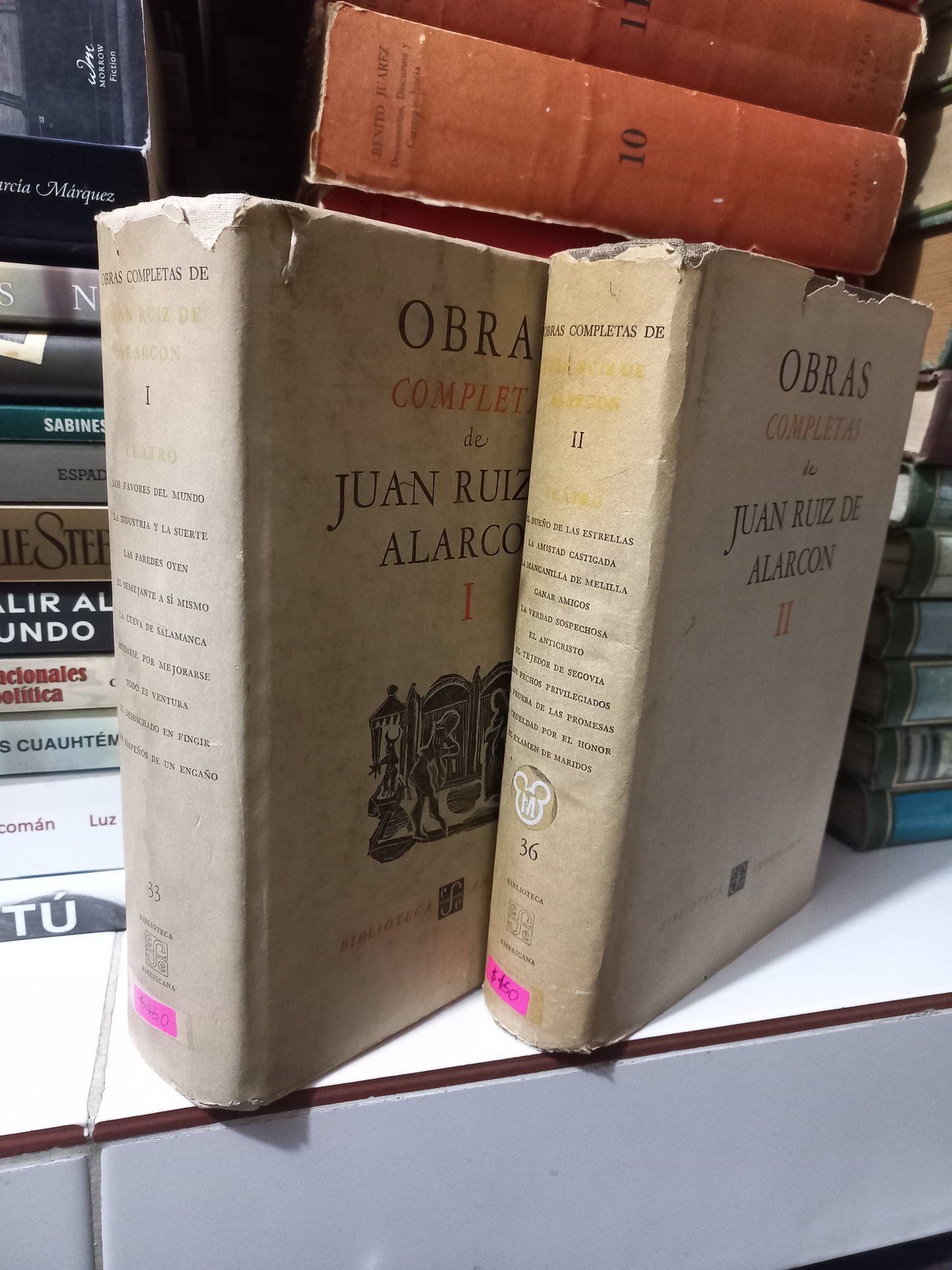 OBRAS COMPLETAS DE JUAN RUIZ ALARCÓN I Y II (2 TOMOS) USADO NOVELA JUÁREZ