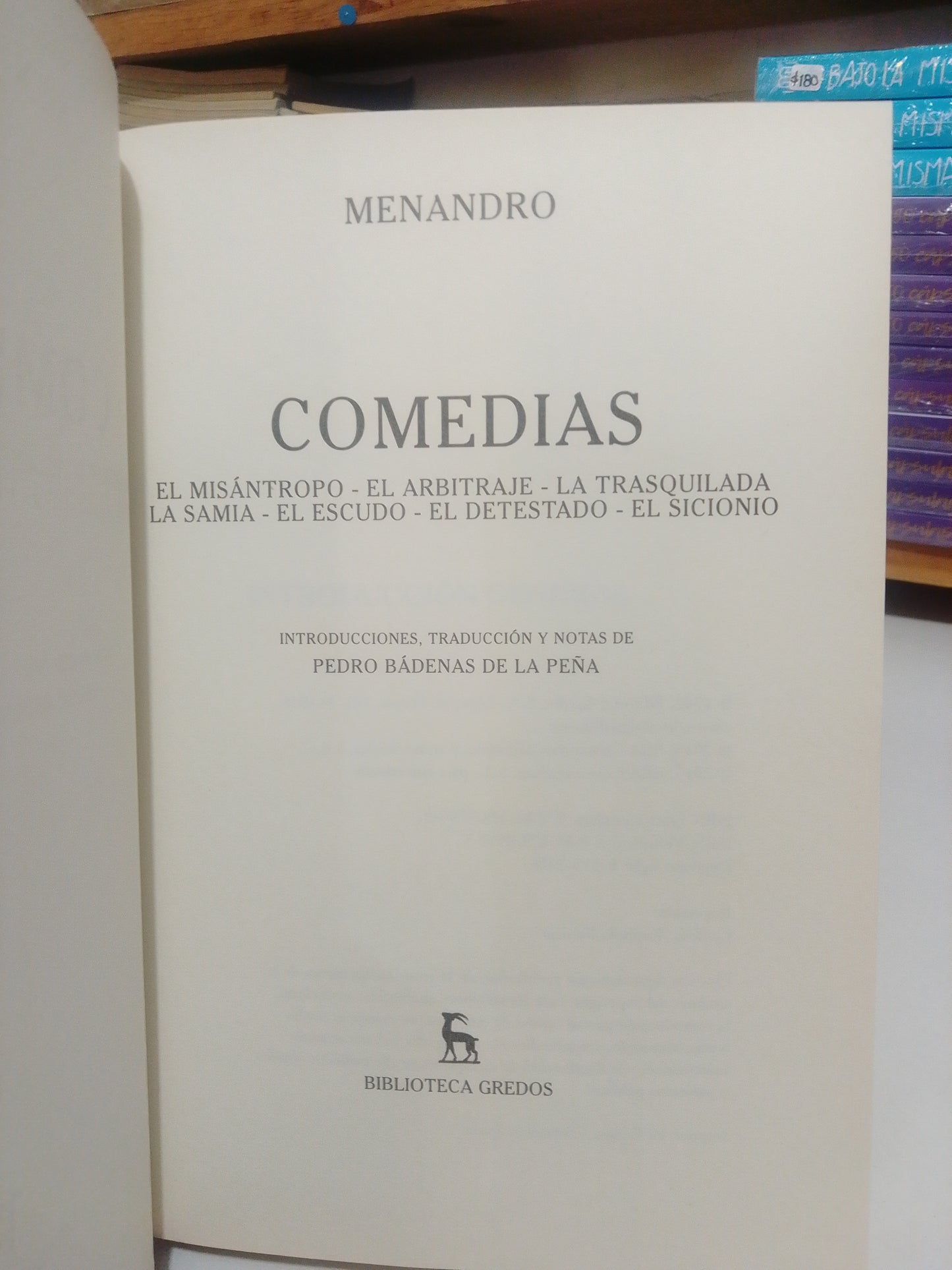 COMEDIAS MENANDRO USADO NOVELA JUAREZ