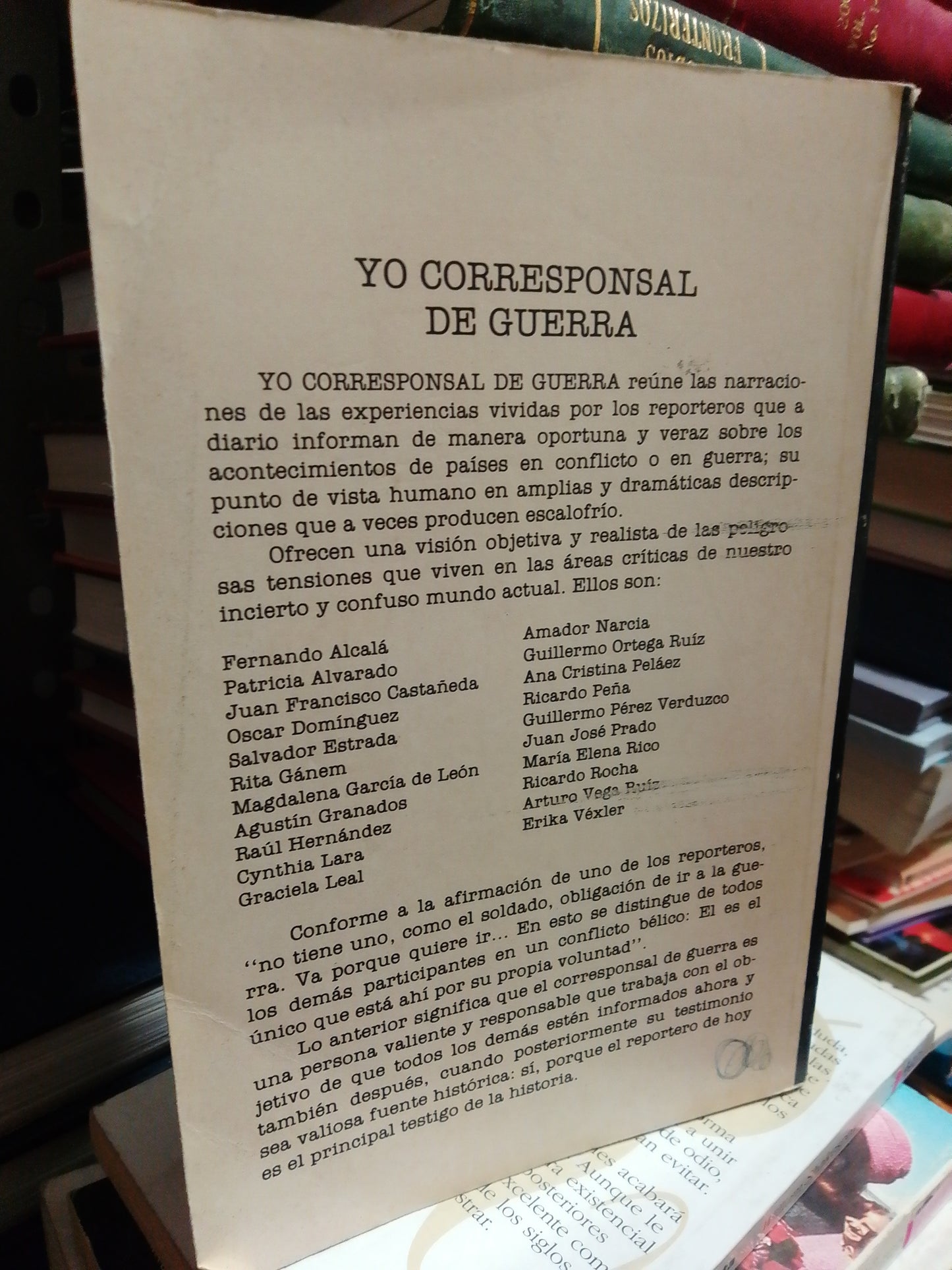 YO, CORRESPONSAL DE GUERRA USADO NOVELA JUÁREZ