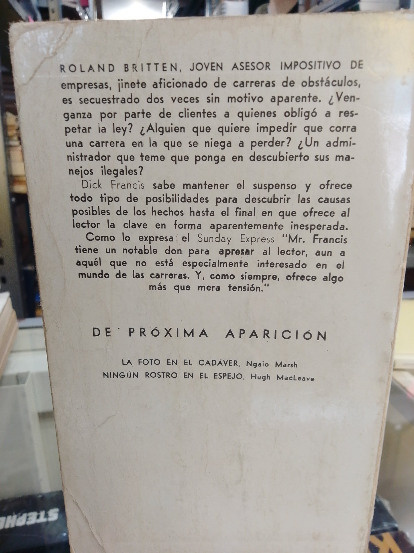 RIESGO MORTAL POR DICK FRANCIS USADO NOVELAS JUAREZ