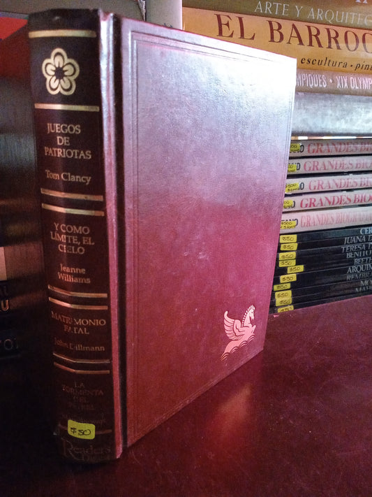JUEGOS DE PATRIOTAS TOM CLANCY Y COMO LIMITE DEL CIELO JEANES WILLIAMS MATIMONIO FATAL JOHN DILLMANN LA TORMENTA DEL PETREL MARY STEWART USADO NOVELA LITERARIO 305
