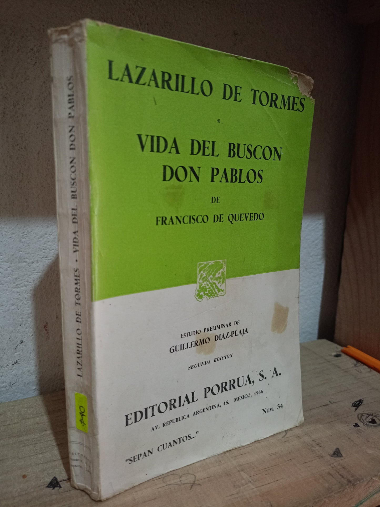 LAZARILLO DE TORMES, VIDA DEL BUSCON DON PABLOS POR FRANCISCO DE QUEVEDO USADO NOVELA LITERARIO 305