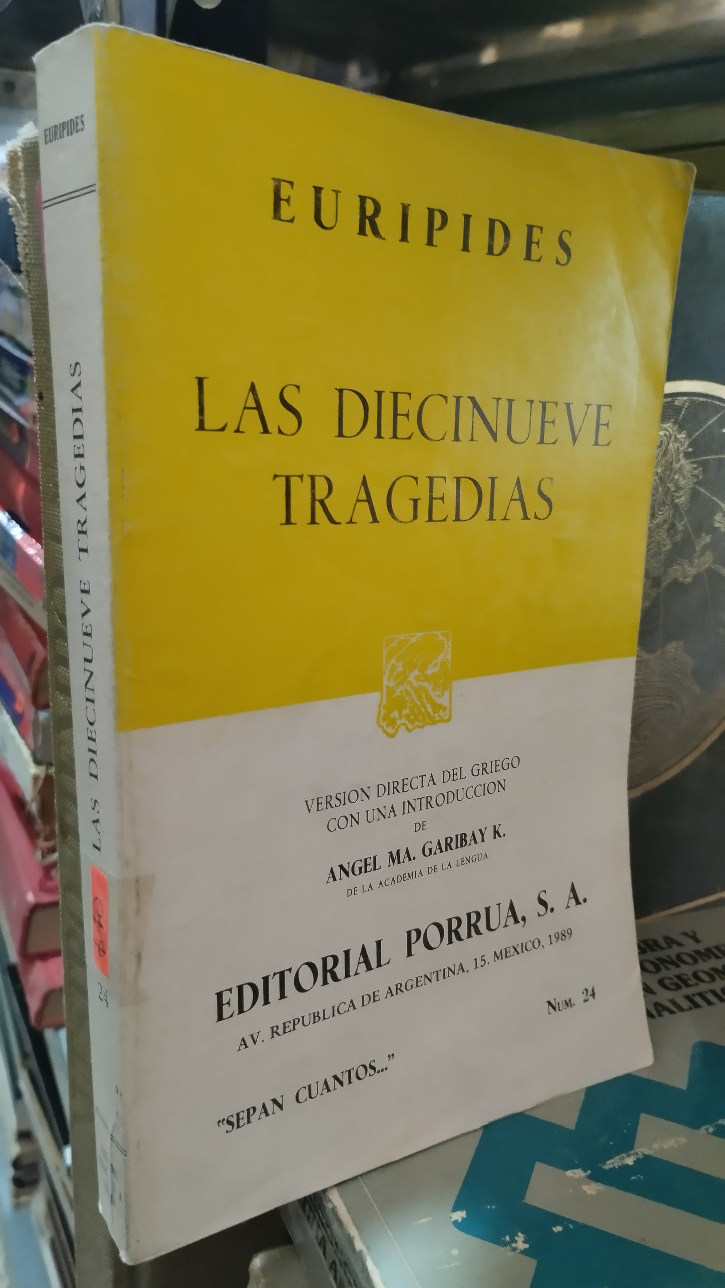 LAS DIECINUEVE TRAGEDIAS POR EURIPIDES LIBRO USADO NOVELA ALDAMA