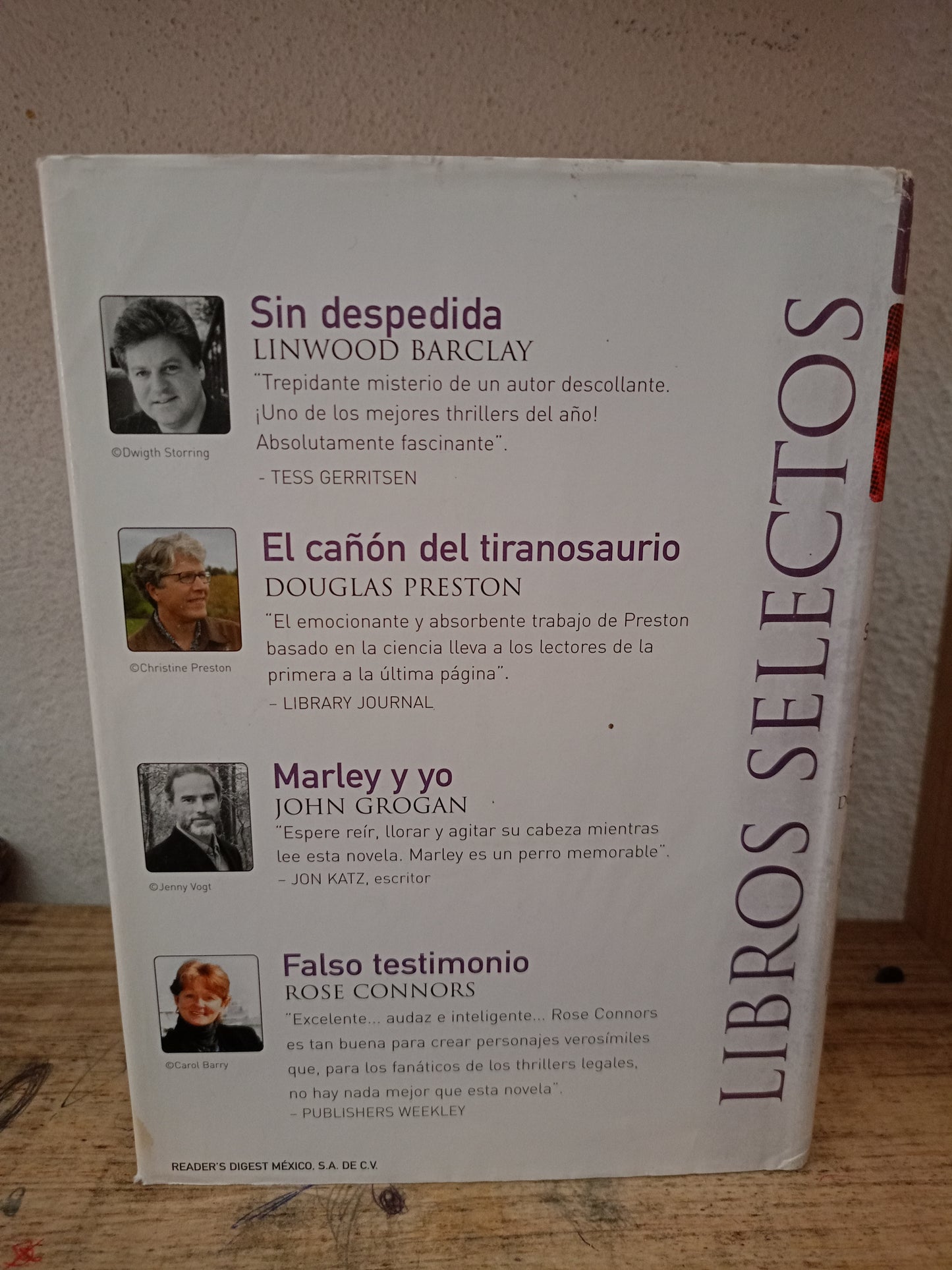 SIN DESPEDIDA LINWOOD BARCLAY EL CAÑÓN DEL TIRANOSAURIO DOUGLAS PRESTON MARLEY Y YO JOHN GROGAN FALSO TESTIMONIO ROSE CONNORS USADO NOVELA LITERARIO 305