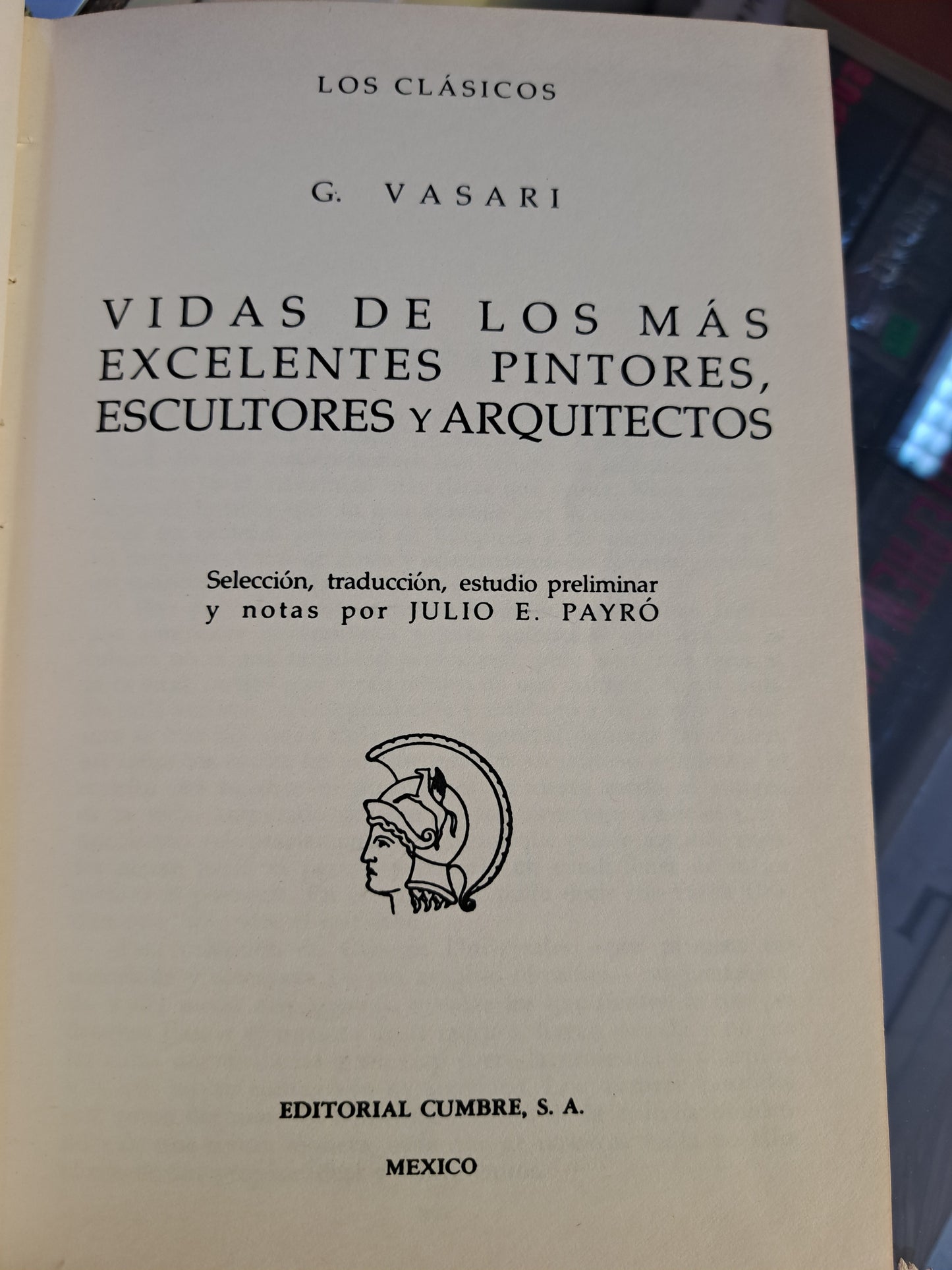 LOS CLÁSICOS G. VASARI VIDAS DE LOS MÁS EXCELENTES PINTORES, ESCULTORES Y ARQUITECTOS JULIO E. PAYRÓ USADO NOVELA JUÁREZ