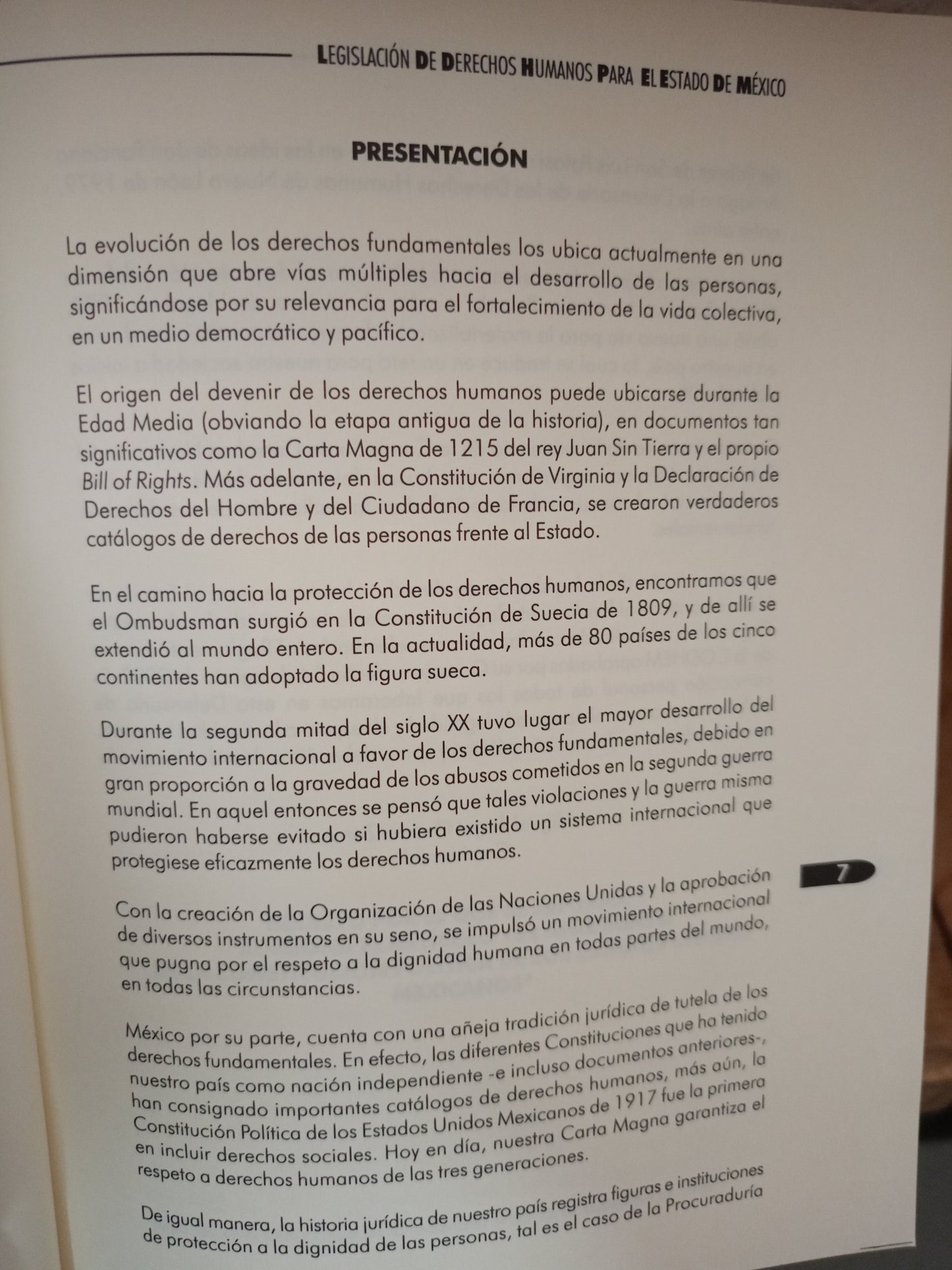 LEGISLACIÓN DE DERECHOS HUMANOS PARA EL ESTADO DE MÉXICO USADO DERECHO LITERARIO 305