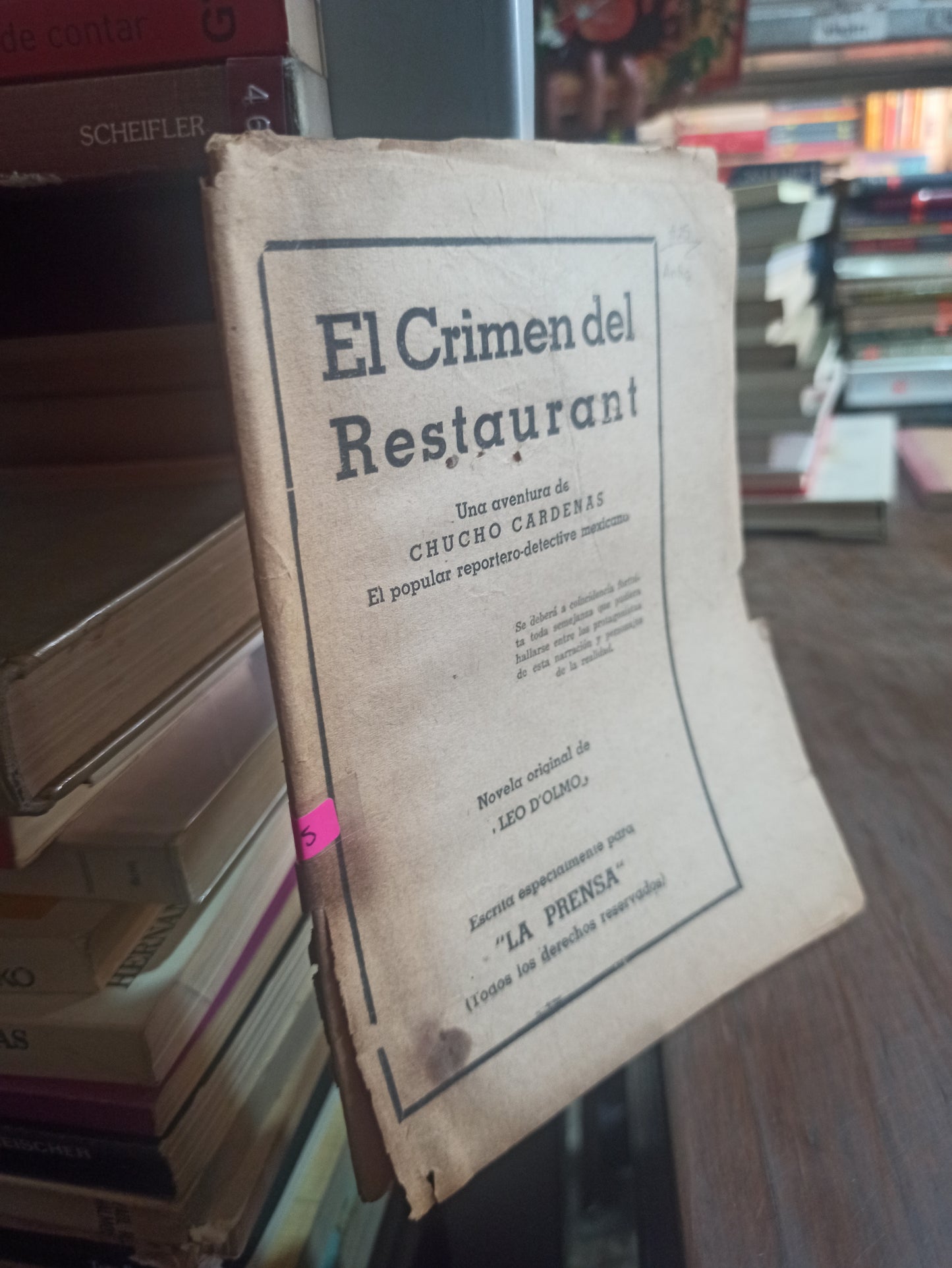 EL CRIMEN DEL RESTAURANT POR CHUCHO CARDENAS USADO ANTIGUOS ALDAMA
