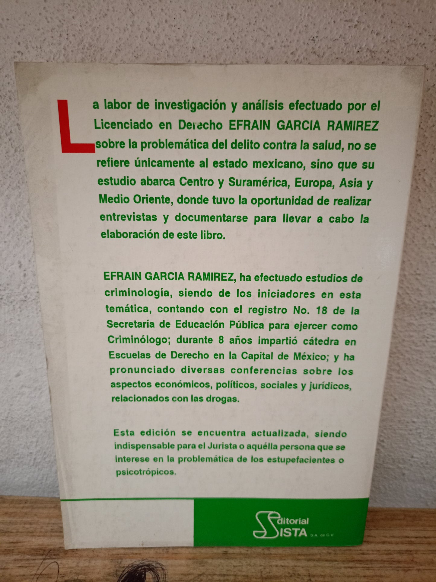 DROGAS ANÁLISIS JURÍDICO DEL DELITO CONTRA LA SALUD POR EFRAÍN GARCÍA RAMÍREZ USADO DERECHO LITERARIO 305