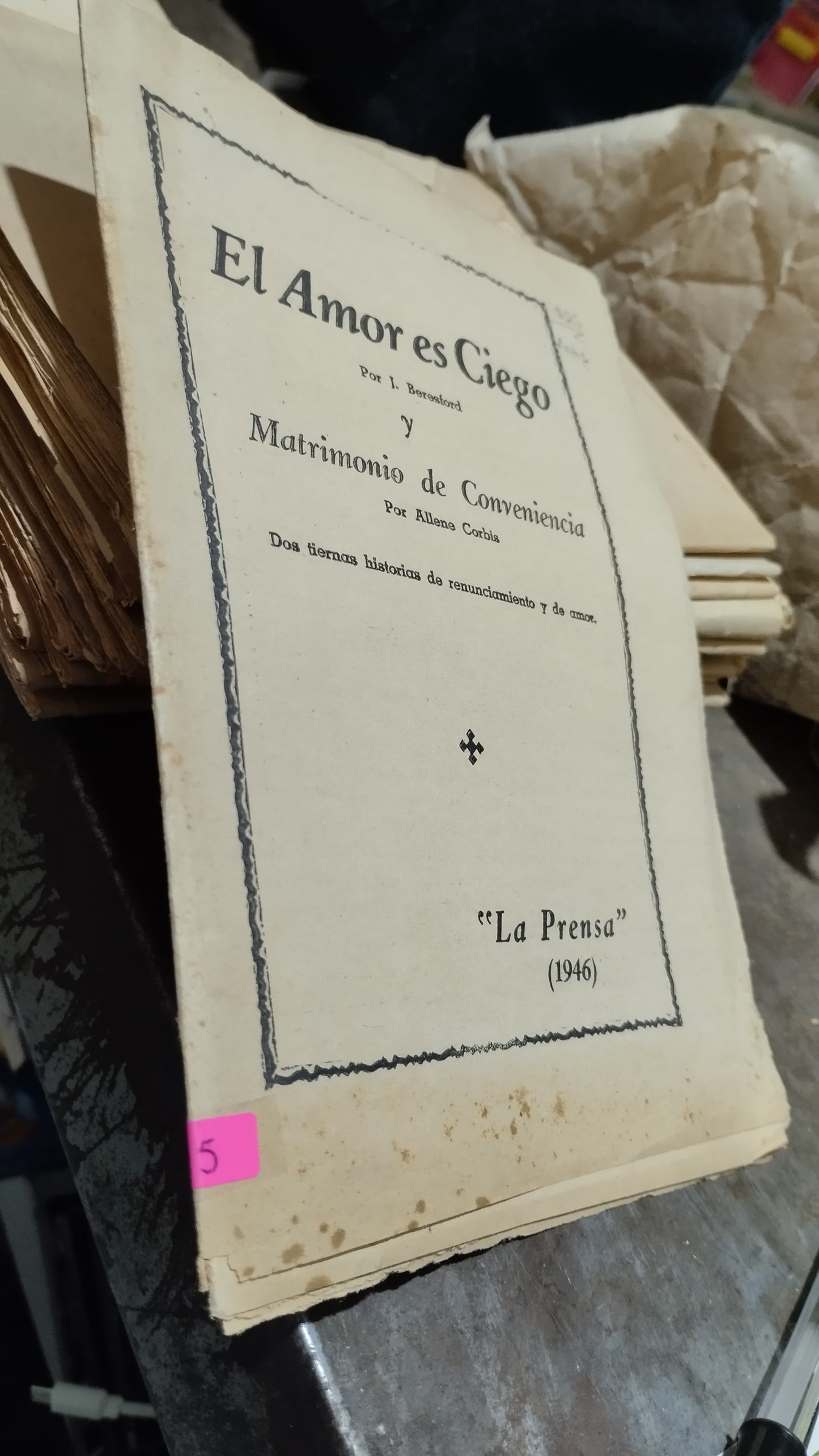 EL AMOR ES CIEGO POR J BERESFORD LIBRO USADO ANTIGUO ALDAMA