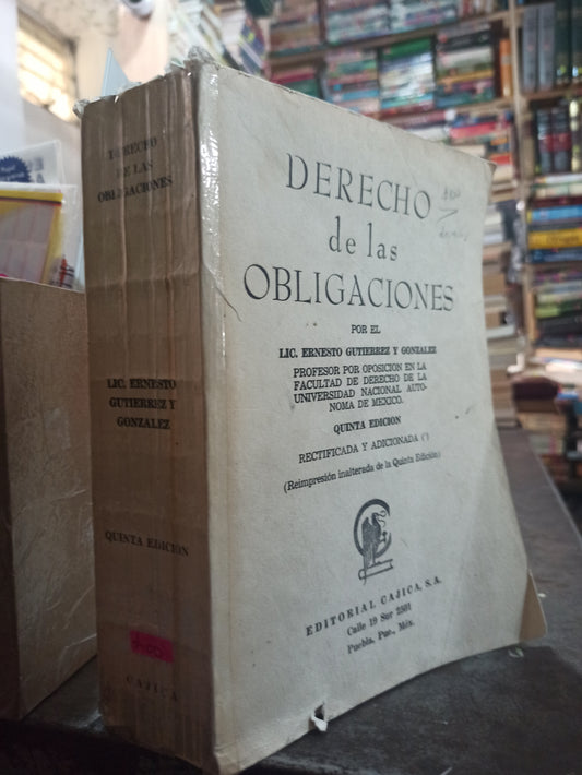 DERECHO DE LAS OBLIGACIONES POR ERNESTO GUTIERREZ Y GONZALES USADO DERECHO ALDAMA