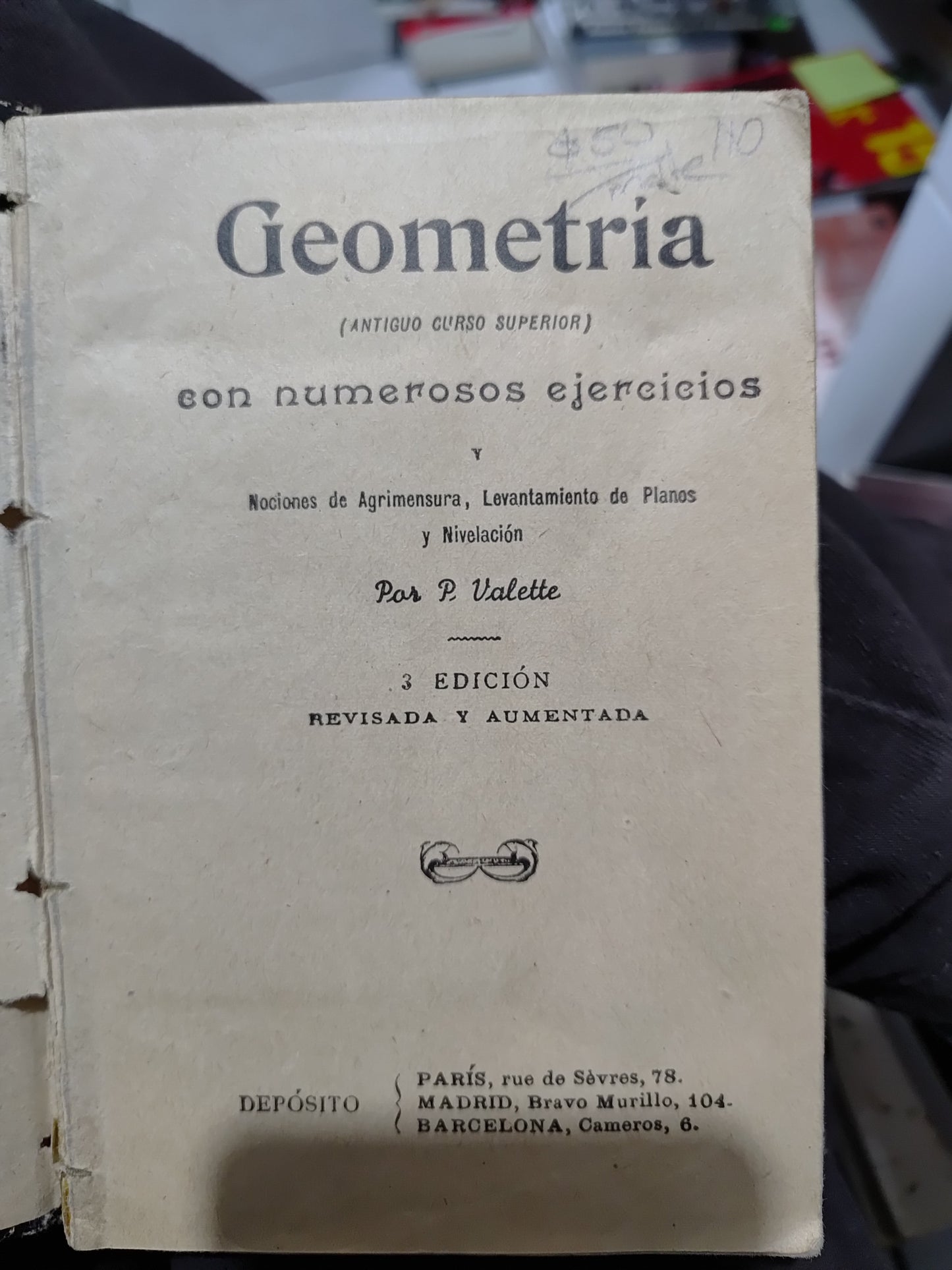 GEOMETRIA CON NUMEROSOS EJERCICIOS POR P. VALETTE USADO MATEMÁTICAS JUAREZ 507