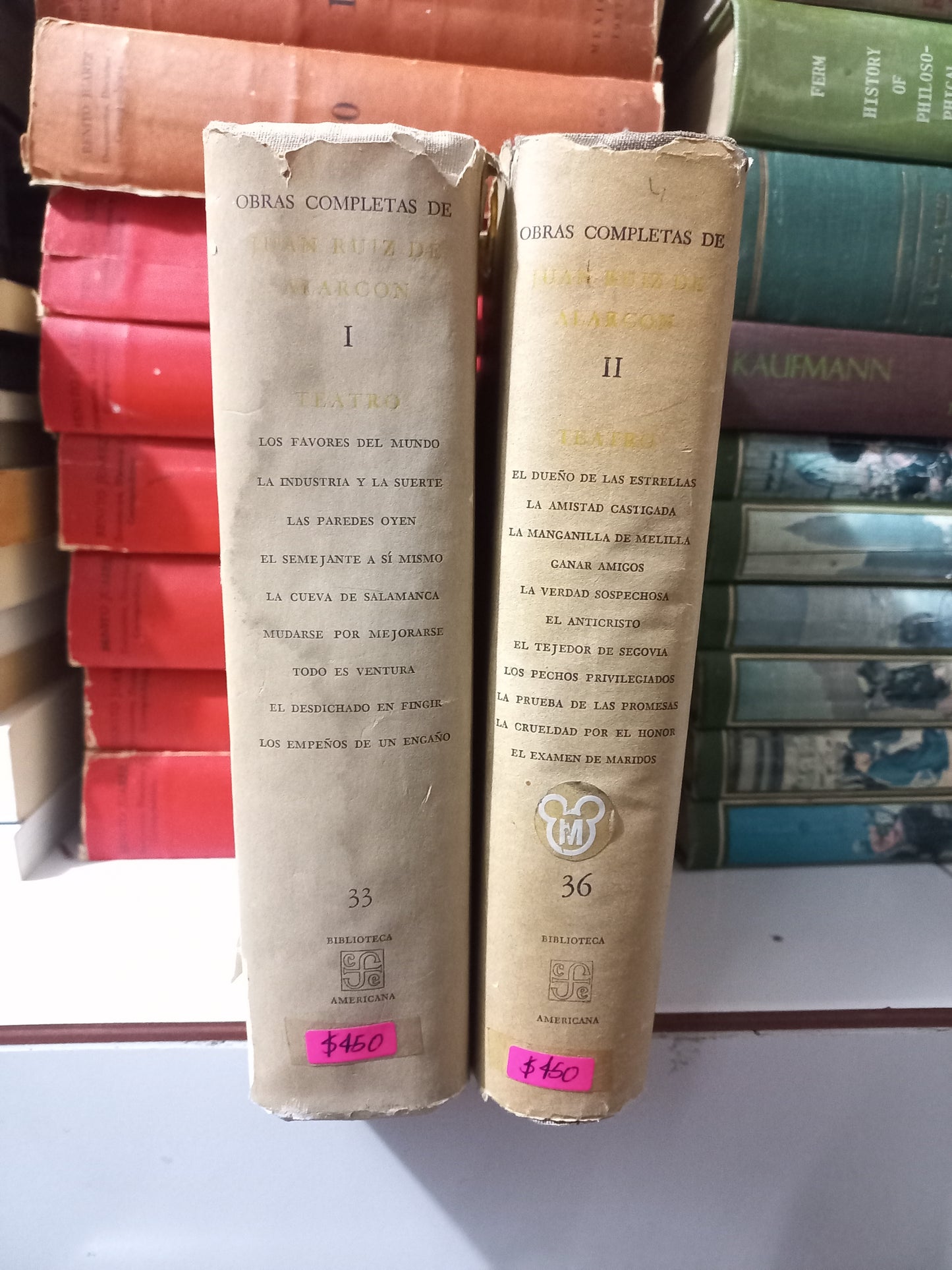 OBRAS COMPLETAS DE JUAN RUIZ ALARCÓN I Y II (2 TOMOS) USADO NOVELA JUÁREZ