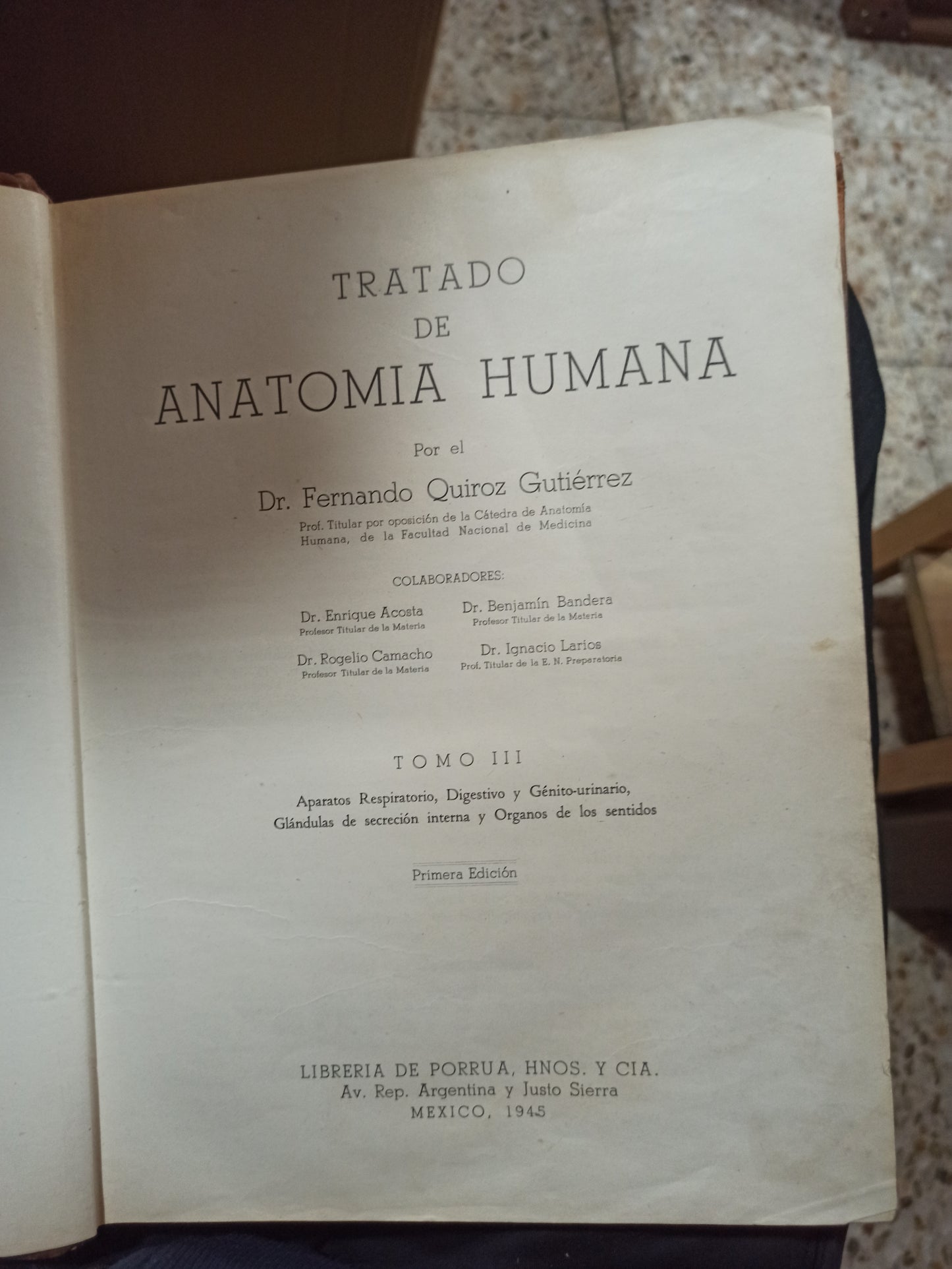 TRATADO DE ANATOMIA HUMANA POR FERNANDO QUIROZ GUTIERREZ USADO SALUD ALDAMA