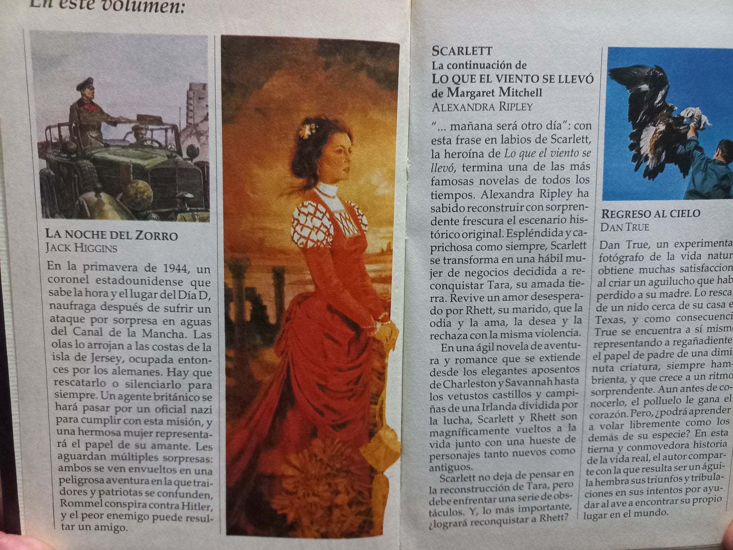LA NOCHE DEL ZORRO POR JACK HIGGINS, SCARLETT POR ALEXANDEA RIPLEY, REGRESO AL CIELO POR DAN TRUE USADO NOVELA JUÁREZ