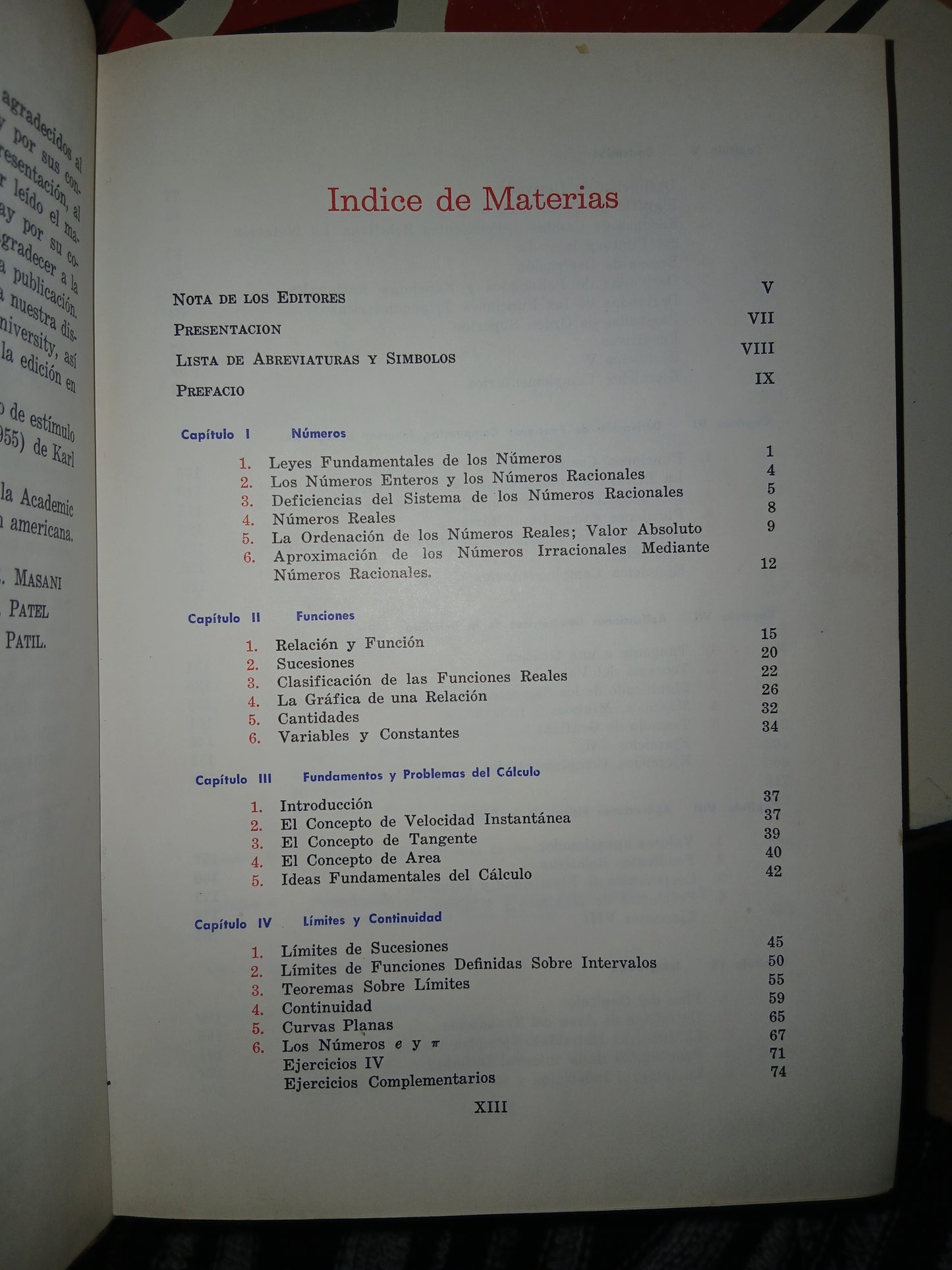 CÁLCULO DIFERENCIAL E INTEGRAL POR MASANI, PATEL Y PATIL USADO CÁLCULO LITERARIO 207