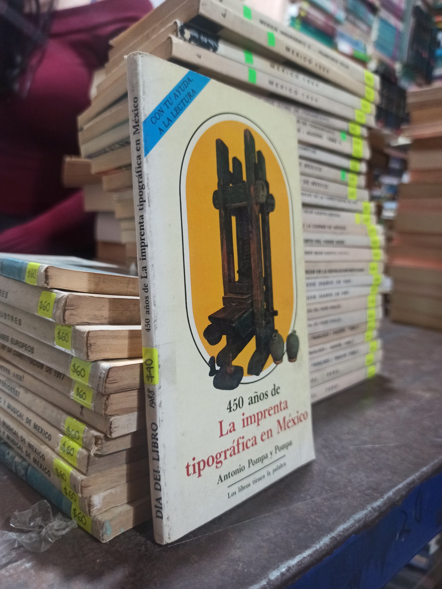 450 AÑOS DE LA IMPRENTA TIPOGRAFICA EN MEXICO POR ANTONIO POMPA Y POMPA USADO HISTORIA ALDAMA