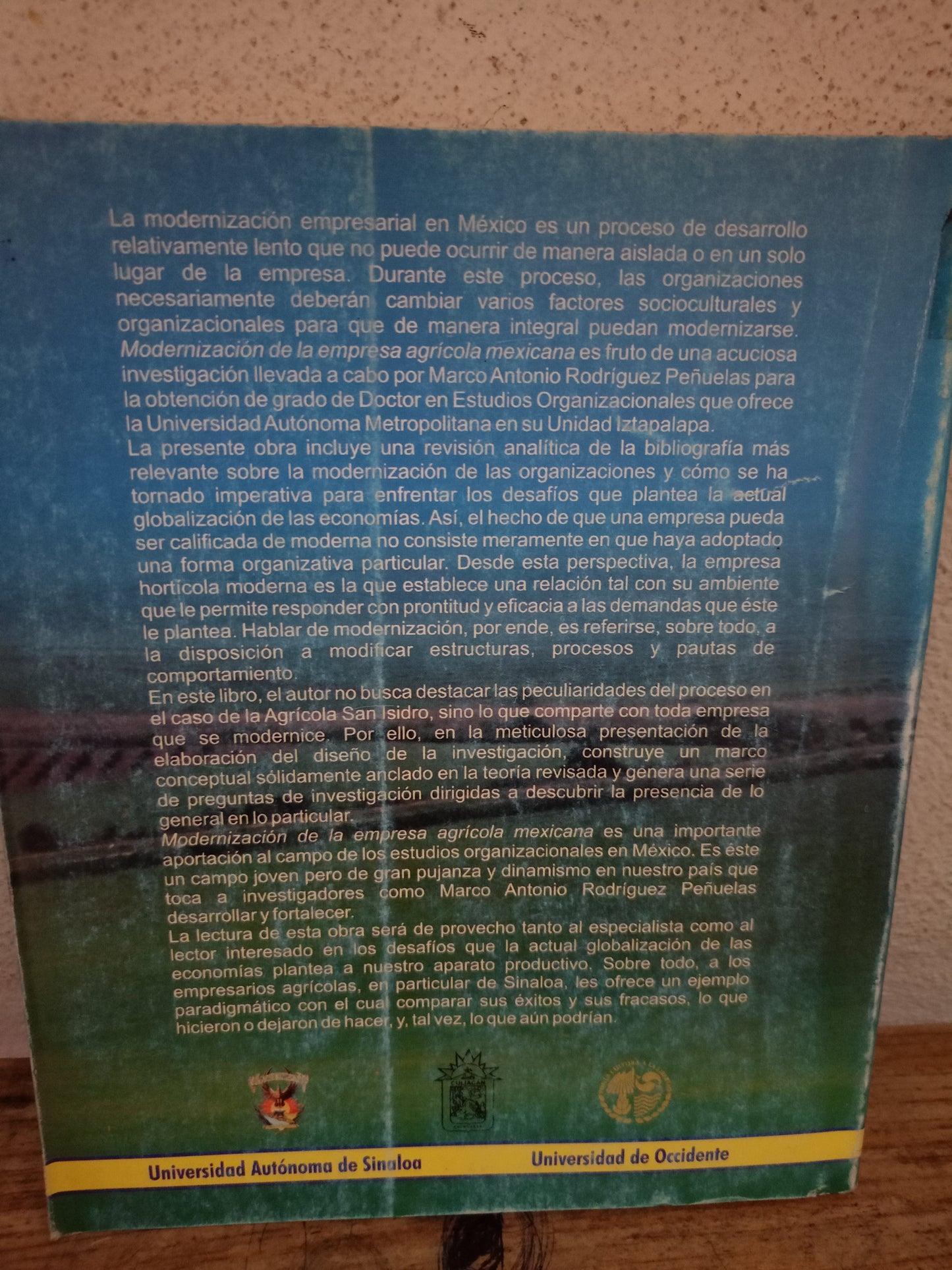 MODERNIZACIÓN ORGANIZACIONAL DE LA EMPRESA AGRÍCOLA MEXICANA POR MARCO ANTONIO RODRÍGUEZ PEÑUELAS USADO ADMINISTRACIÓN LITERARIO 305