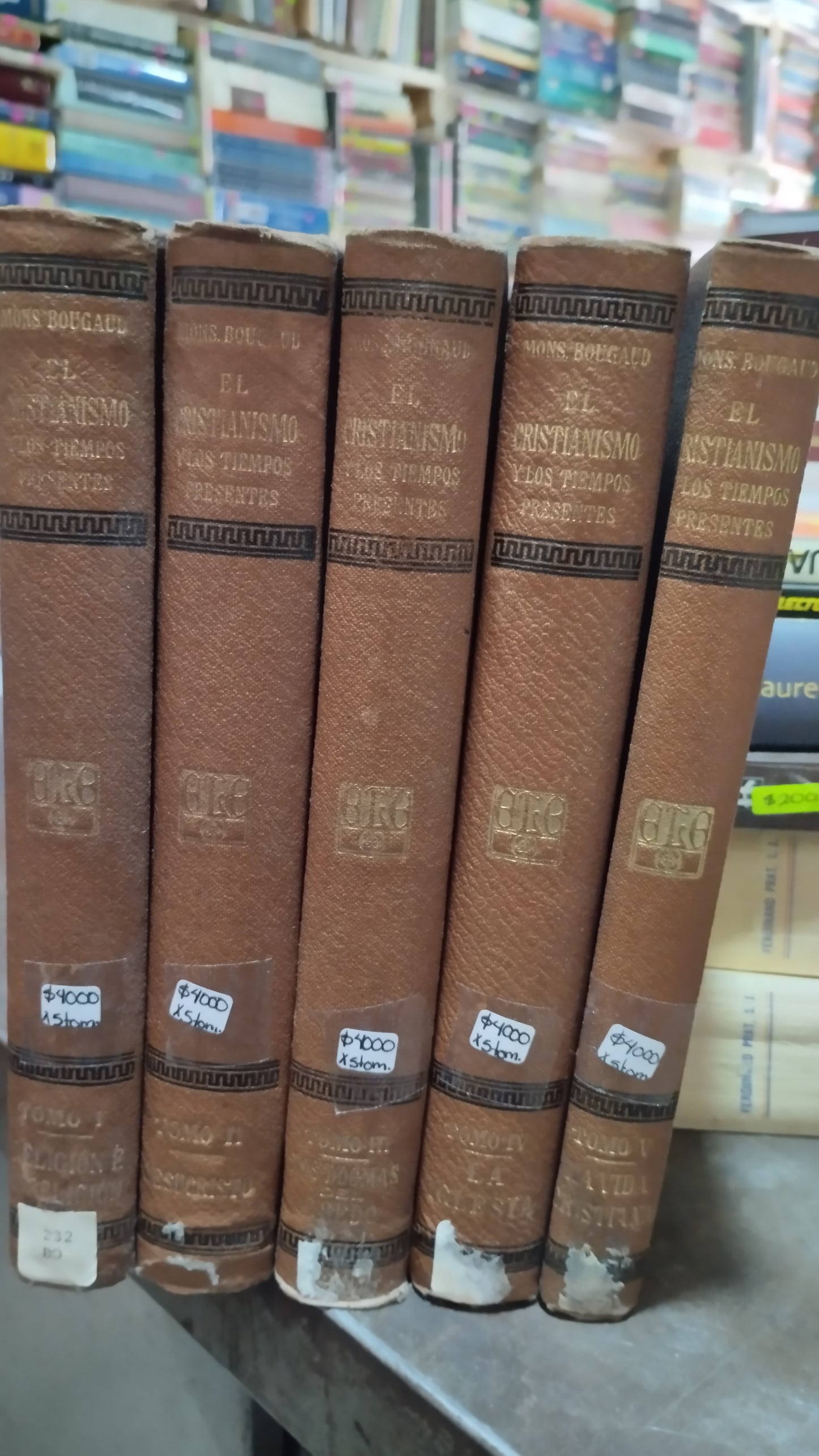 EL CRISTIANISMO Y LOS TIEMPOS PRESENTES POR MONSEÑOR BOUGAUD 5 TOMOS LIBRO USADO ANTIGUO ALDAMA