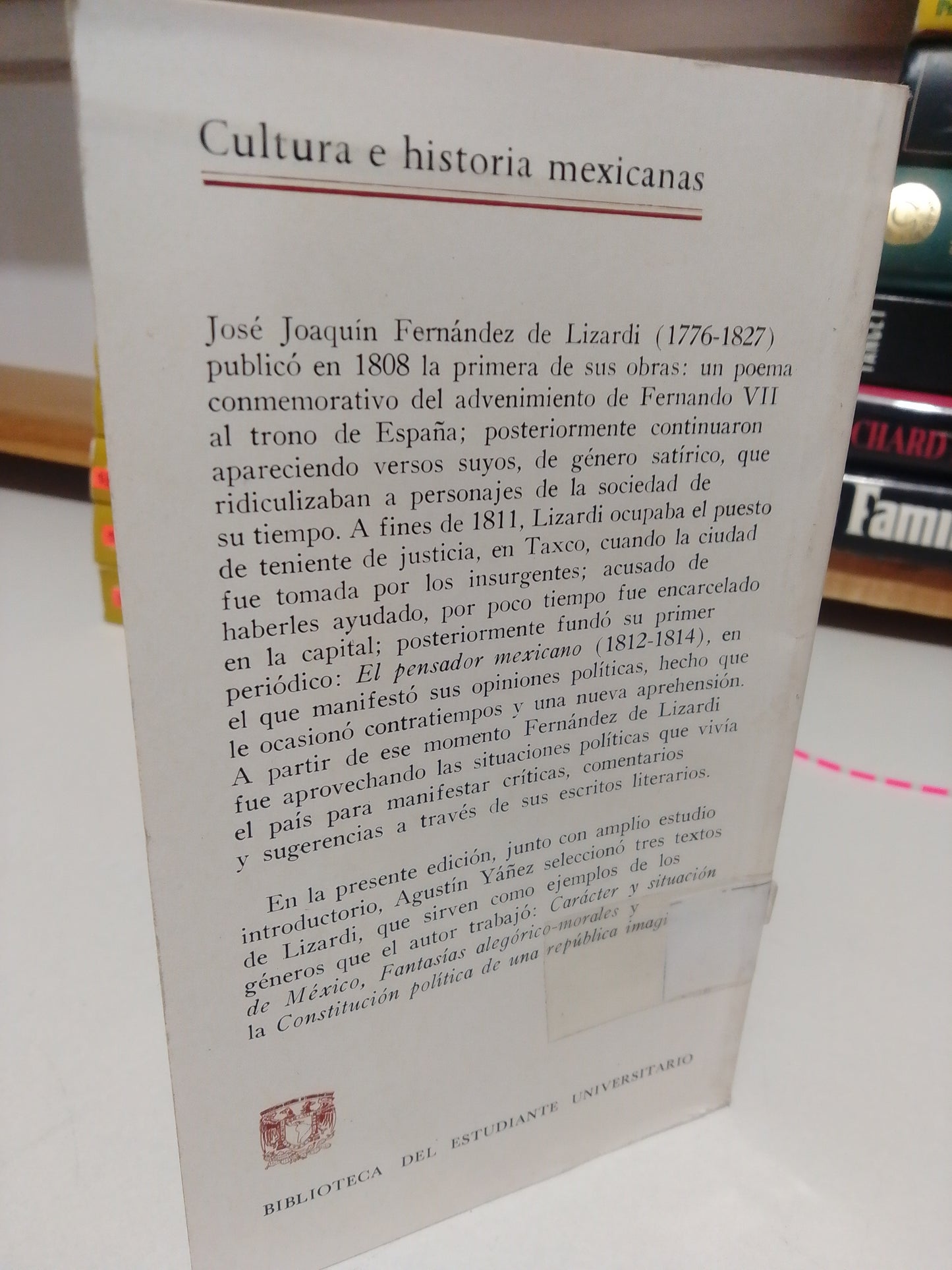 EL PENSADOR MEXICANO POR JOSE JOAQUIN FERNANDEZ DE LIZARDI USADO HISTORIA JUAREZ