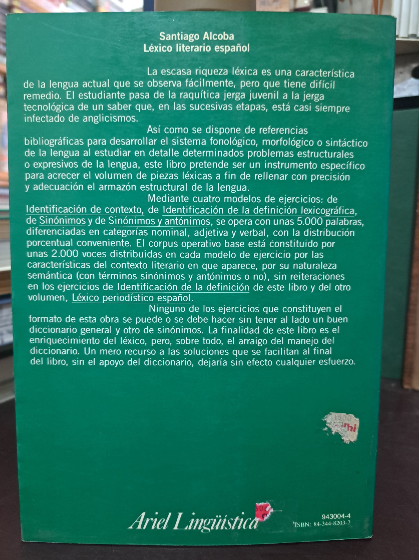 LÉXICO LITERARIO ESPAÑOL SANTIAGO ALCOBA USADO NOVELA LITERARIO 305