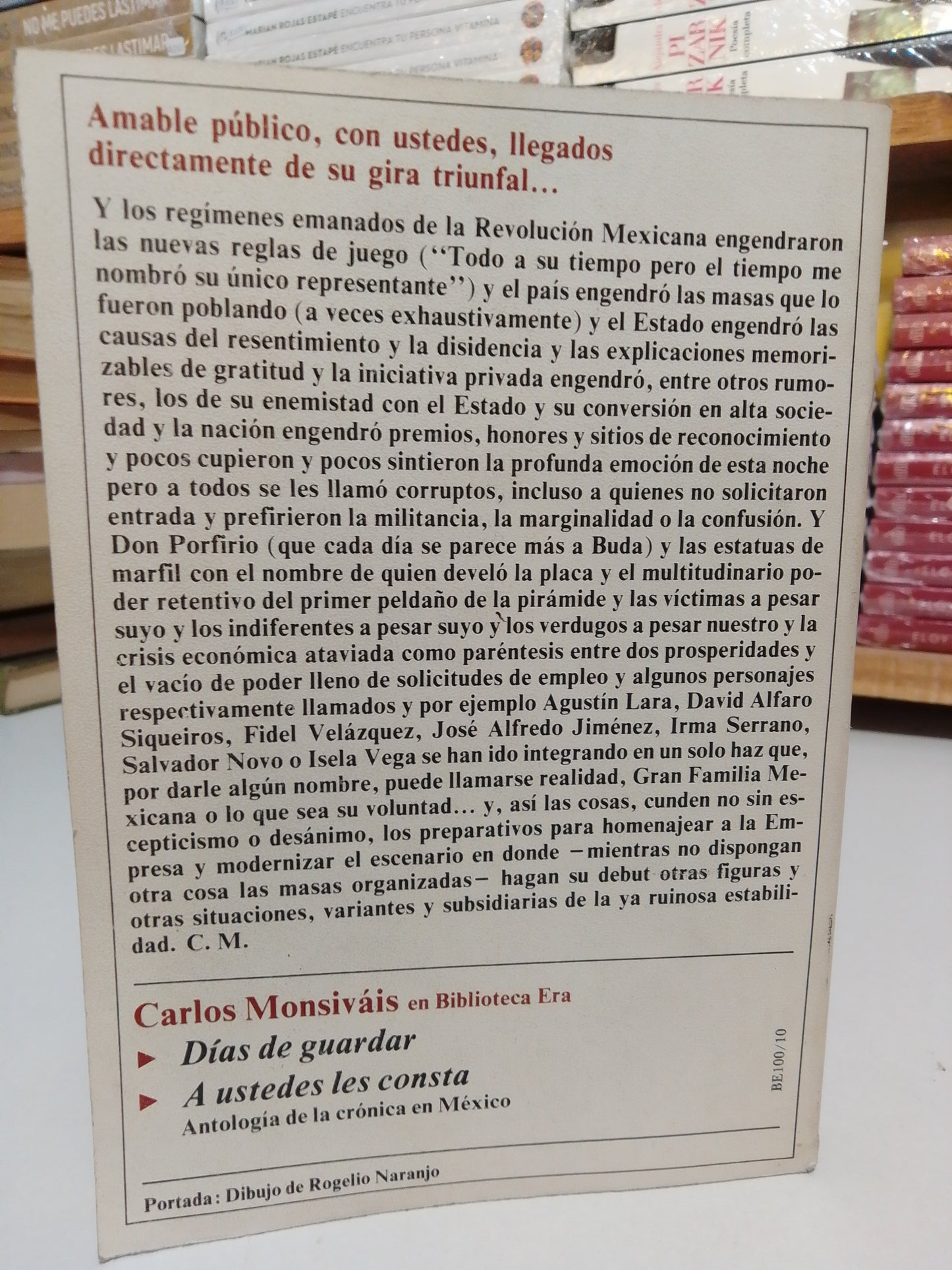 AMOR PERDIDO POR CARLOS MONSIVAIS USADO NOVELA JUAREZ