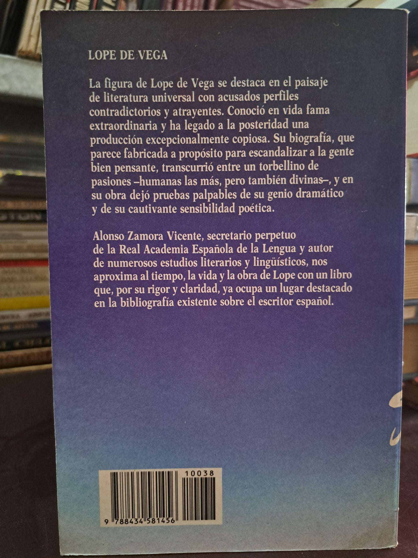 LOPE DE VEGA A.ZAMORA VICENTE USADO HISTORIA LITERARIO 305