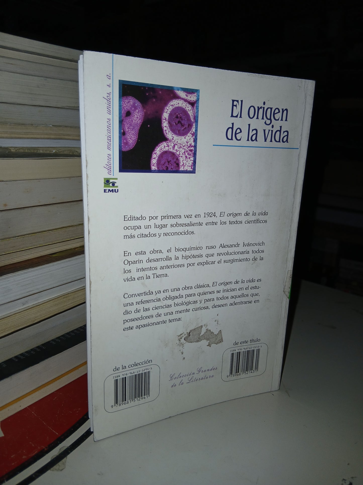 EL ORIGEN DE LA VIDA POR ALEXANDR I. OPARIN USADO CIENCIA LITERARIO 207
