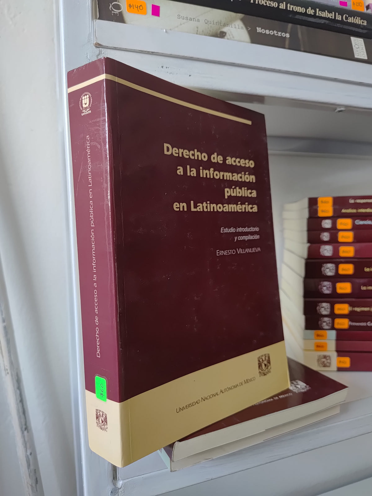 DERECHO DE ACCESO A LA INFORMACION PUBLICA EN LATINOAMERICA POR ERNESTO VILLANUEVA USADO DERECHO JUAREZ 515