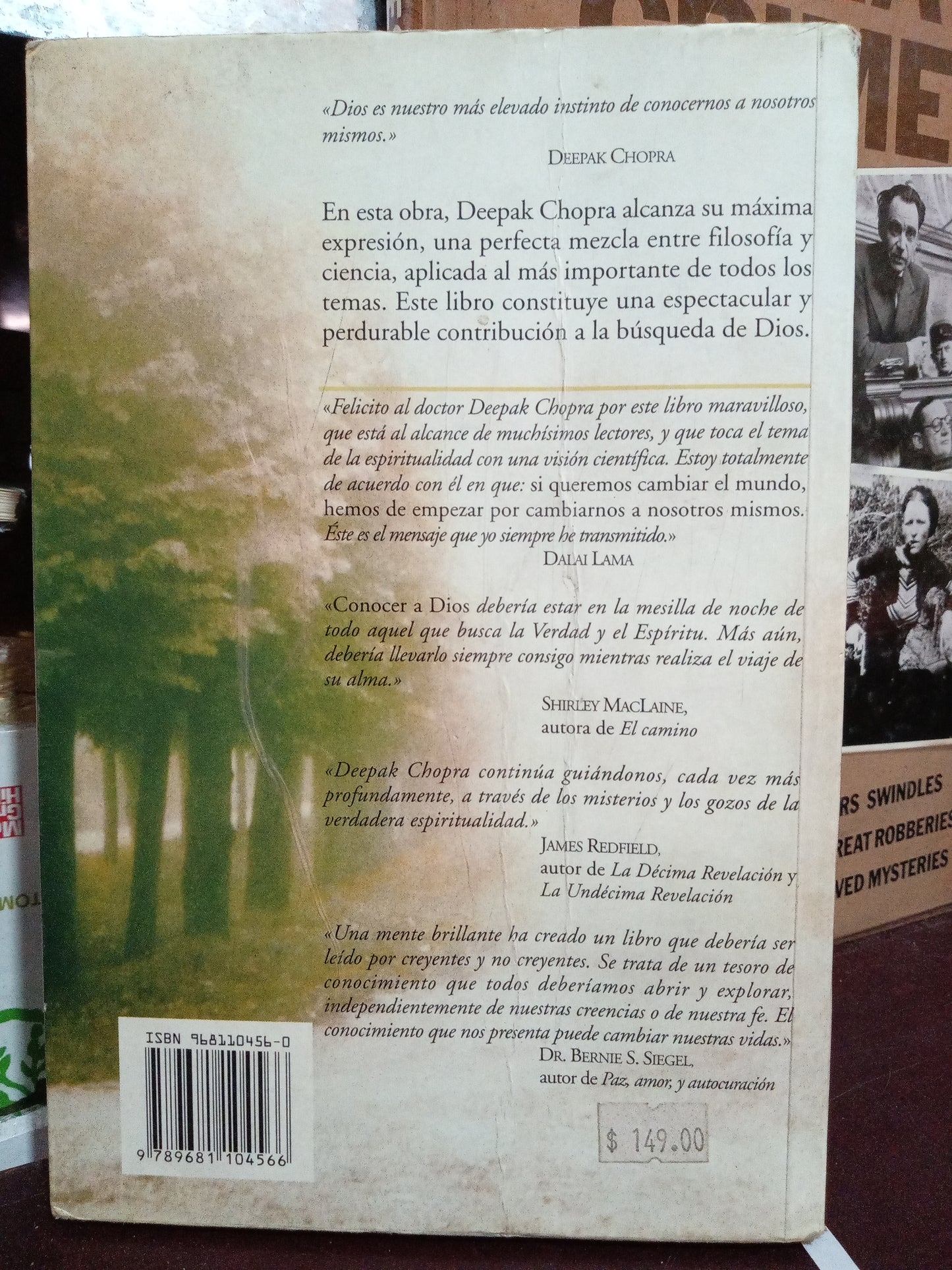 CONOCER A DIOS DEEPAK CHOPRA USADO S.PERSONAL LITERARIO 305