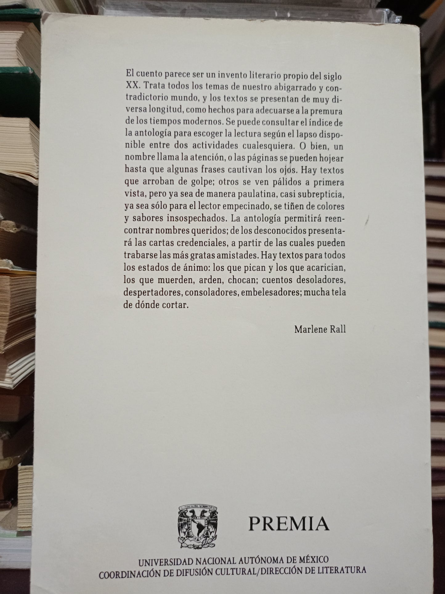 CUENTO ALEMAN DEL SIGLO XX BREVE ANTOLOGÍA MARLENE RALL USADO NOVELA LITERARIO 305