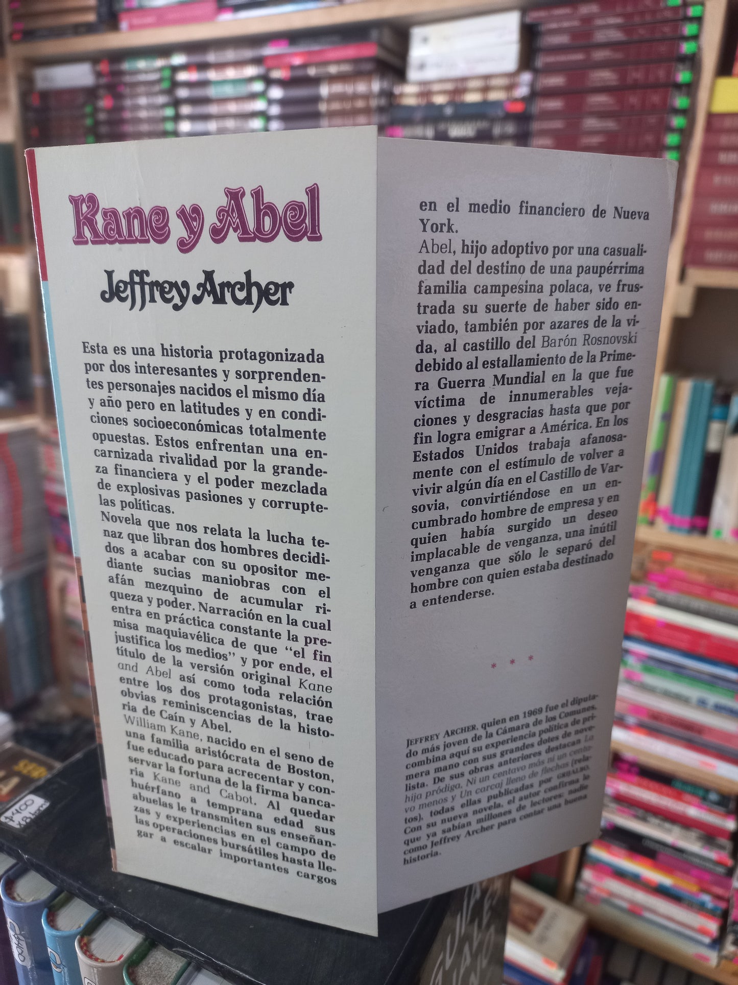 KANE Y ABEL POR JEFFREY ARCHER USADO NOVELA JUÁREZ