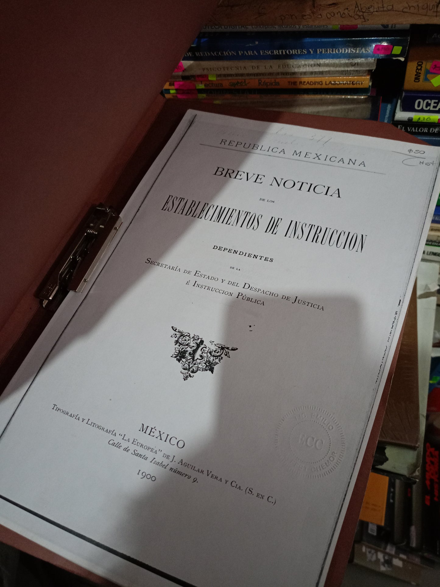 BREVE NOTICIA DE LOS ESTABLECIMIENTOS DE INSTRUCCION USADO HISTORIA LITERARIO 305