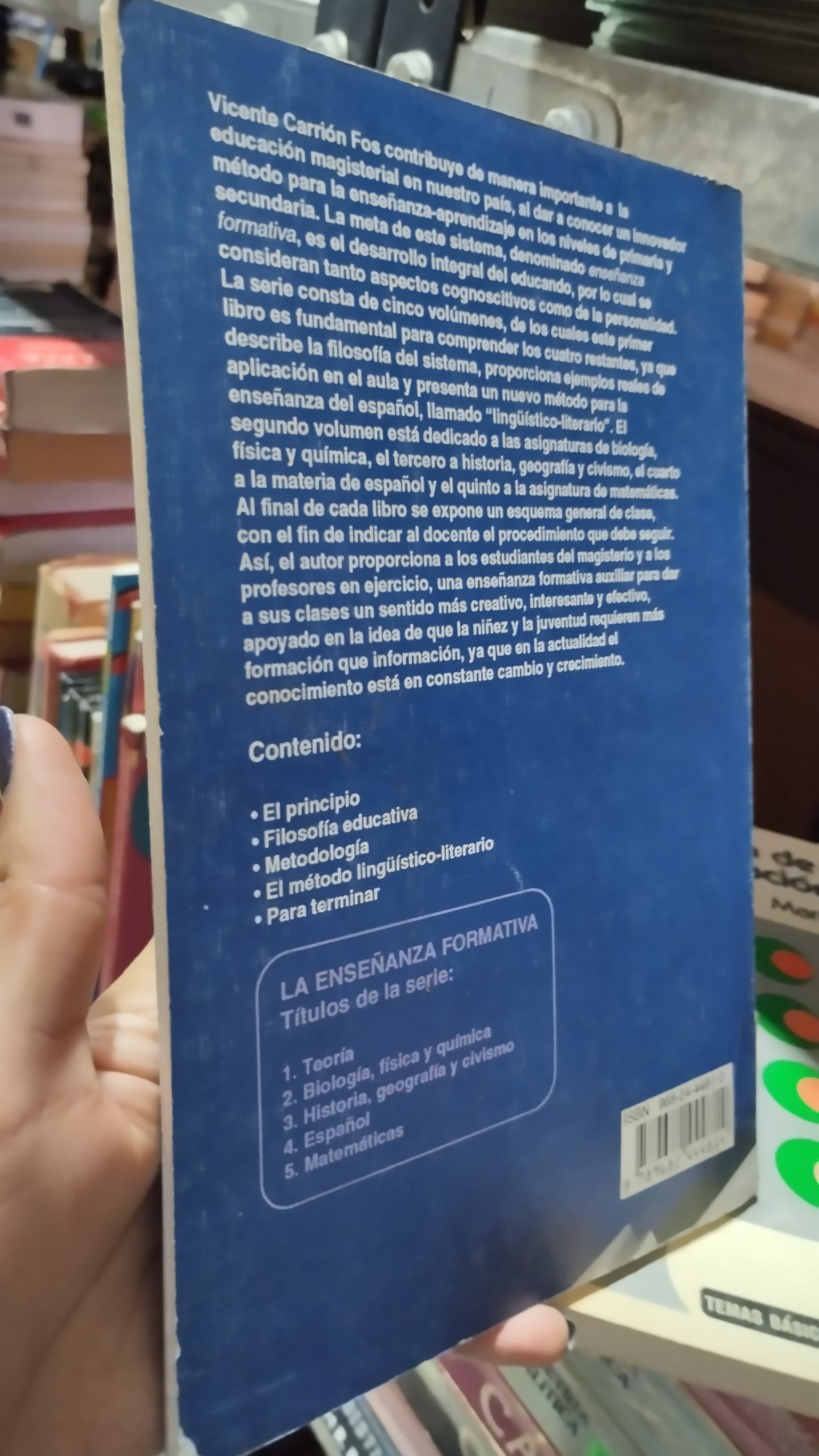 LA ENSEÑANZA FORMATIVA POR VICENTE CARRION FOS LIBRO USADO EDUCACIÓN ALDAMA
