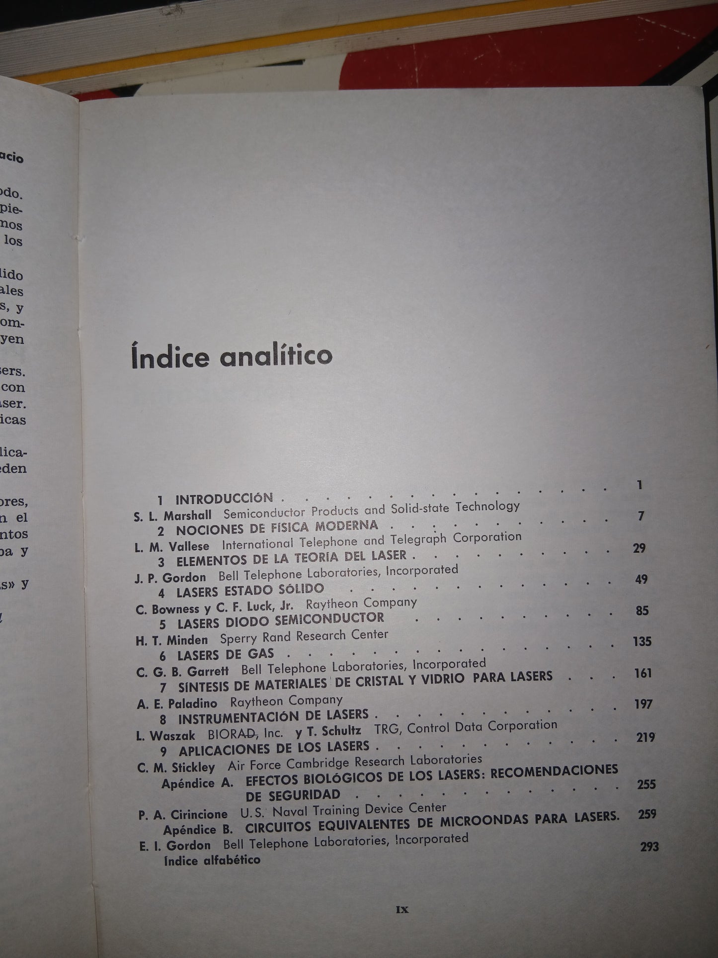 LASER: TECNOLOGÍA Y APLICACIONES POR SAMUEL L. MARSHALL USADO CIENCIA LITERARIO 207