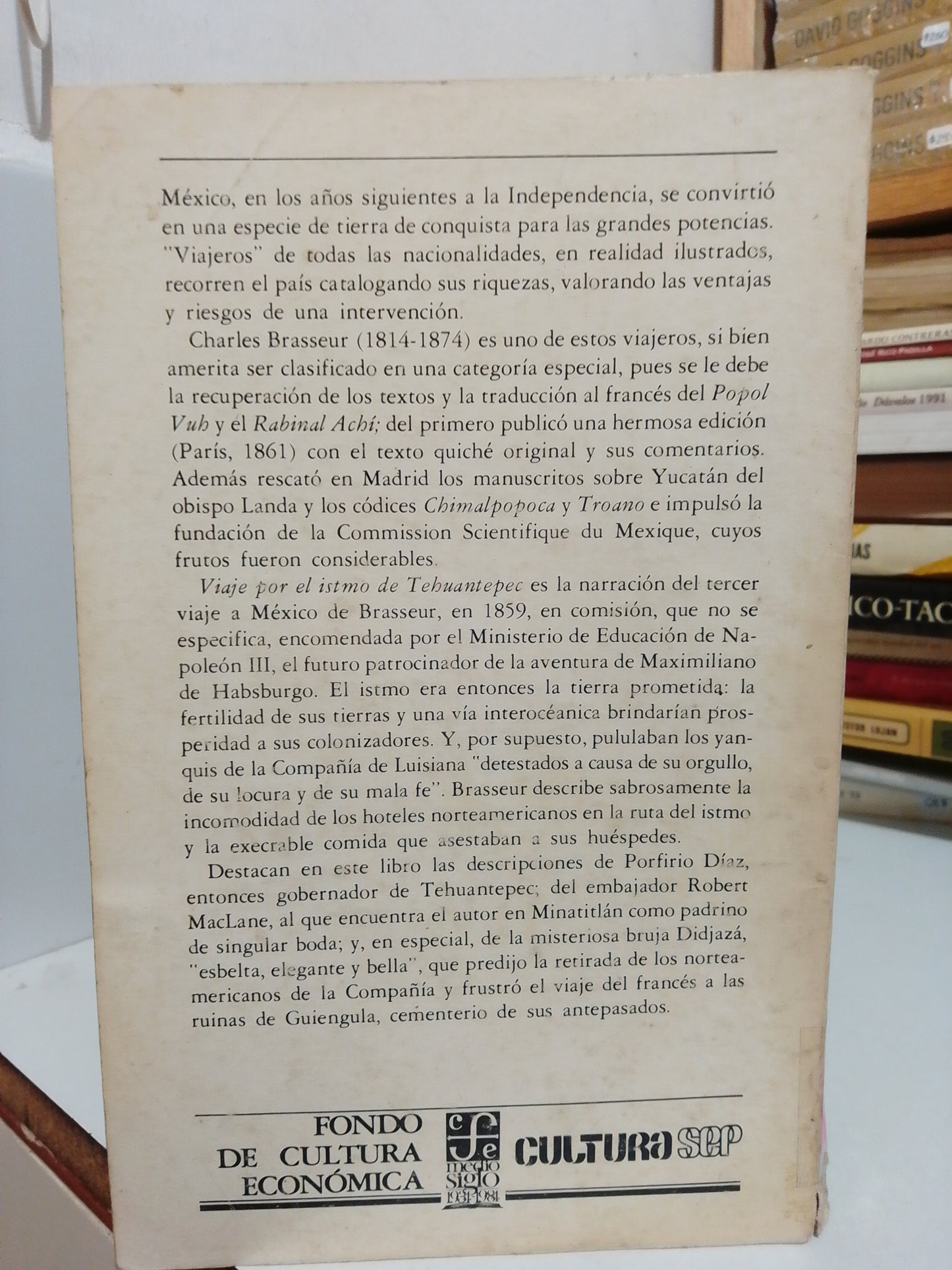 VIAJE POR EL ISTMO DE TEHUANTEPEC POR CHARLES BRASSEUR USADO NOVELA JUÁREZ