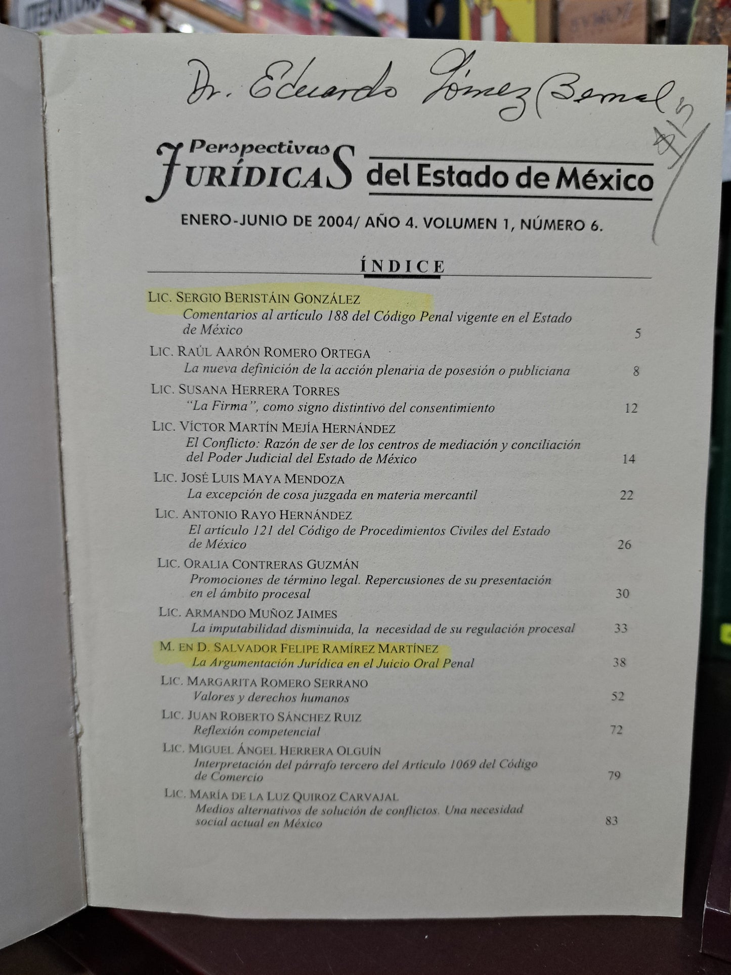 PERSPECTIVAS JURÍDICAS DEL ESTADO DE MÉXICO REVISTA DEL TRIBUNAL SUPERIOR DE JUSTICIA DEL ESTADO DE MÉXICO USADO DERECHO LITERARIO 305