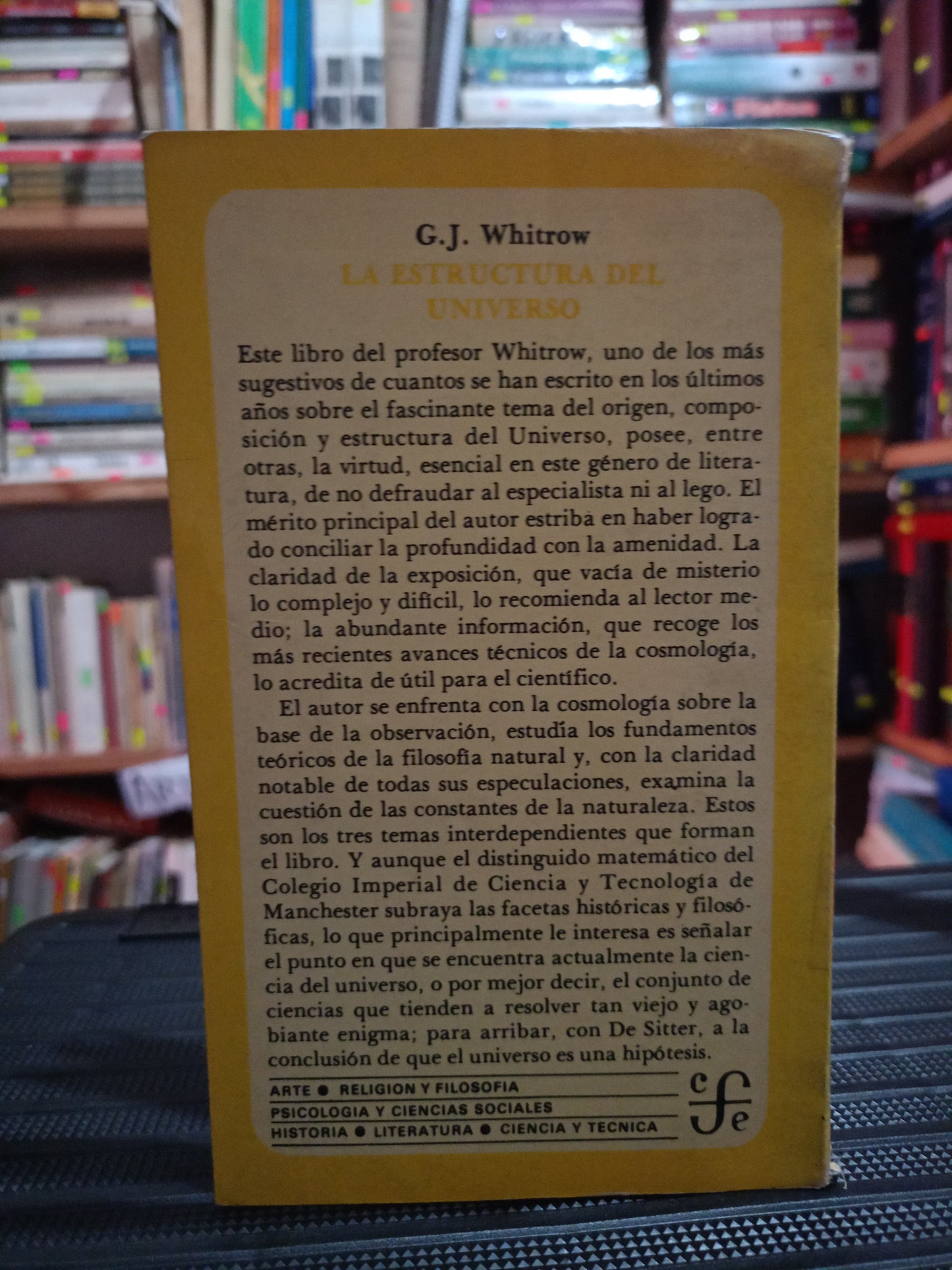 LA ESTRUCTURA DEL UNIVERSO G. J WHITROW USADO CIENCIA LITERARIO 305