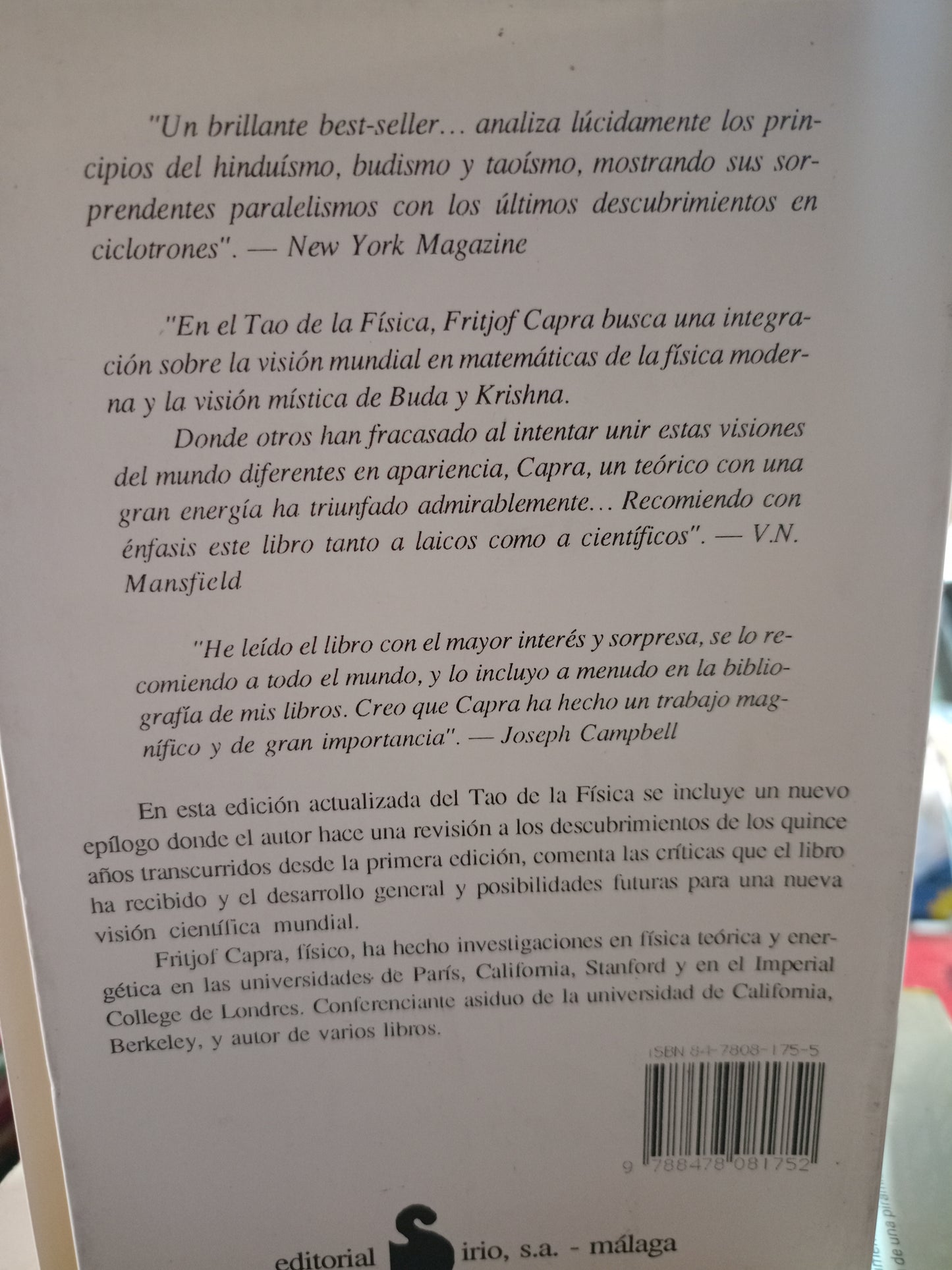 EL TAO DE LA FÍSICA POR FRITJOF CAPRA USADO ESOTERISMO ALDAMA