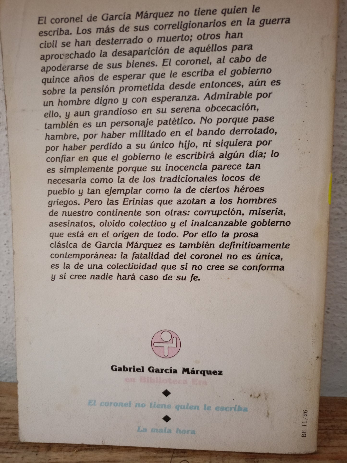 EL CORONEL NO TIENE QUIEN LE ESCRIBA GABRIEL GARCIA MARQUEZ USADO POESIA LITERARIO 305