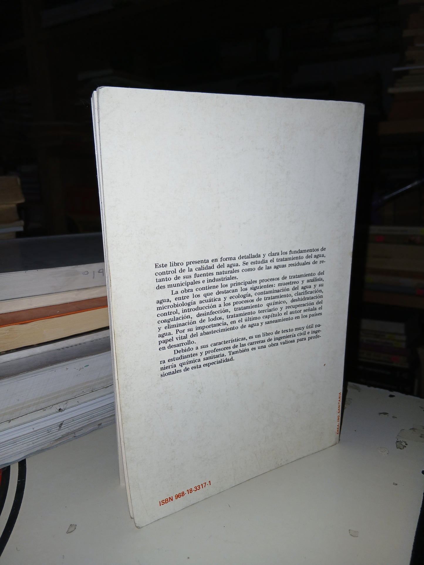 FUNDAMENTOS DE CONTROL DE LA CALIDAD DEL AGUA POR T.H.Y. TEBBUTT USADO BIOLOGÍA LITERARIO 207