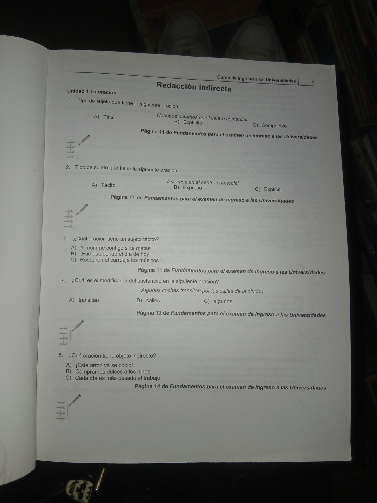 CURSO DE INGRESO A LAS UNIVERSIDADES: CUADERNO DE REACTIVOS USADO EDUCACIÓN LITERARIO 207