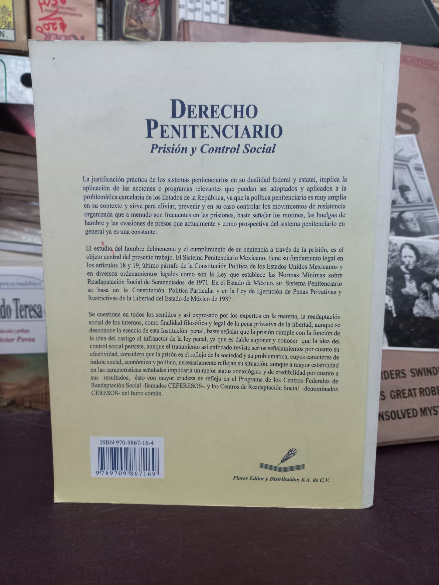 DERECHO PENITENCIARIO (FEDERAL Y ESTATAL) PRISIÓN Y CONTROL SOCIAL POR GERÓNIMO MIGUEL ANDRÉS MARTÍNEZ USADO DERECHO LITERARIO 305