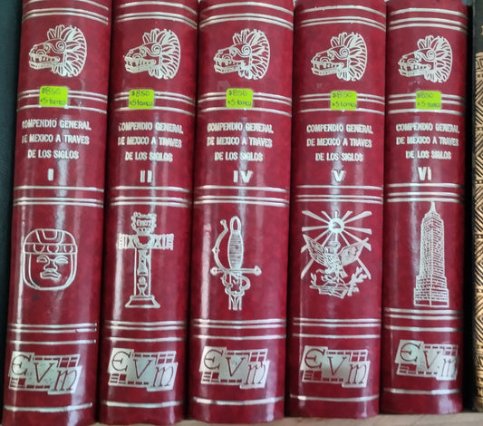 COMPENDIO GENERAL DE MEXICO A TRAVES DE LOS SIGLOS 5 TOMOS LIBRO USADO HISTORIA ALDAMA